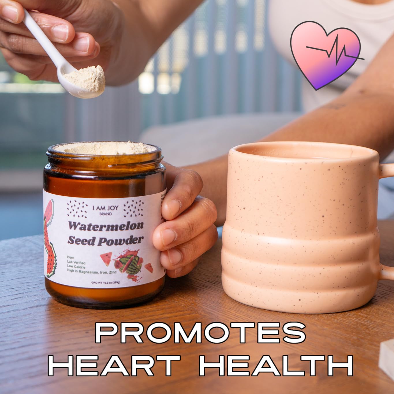 Organic Watermelon Seed Powder - Nutrient Dense, Protein Rich, High in Magnesium, Iron, and Zinc - Add to Tea and Smoothies - 10oz Glass Jar - Non-GMO - Eco Friendly