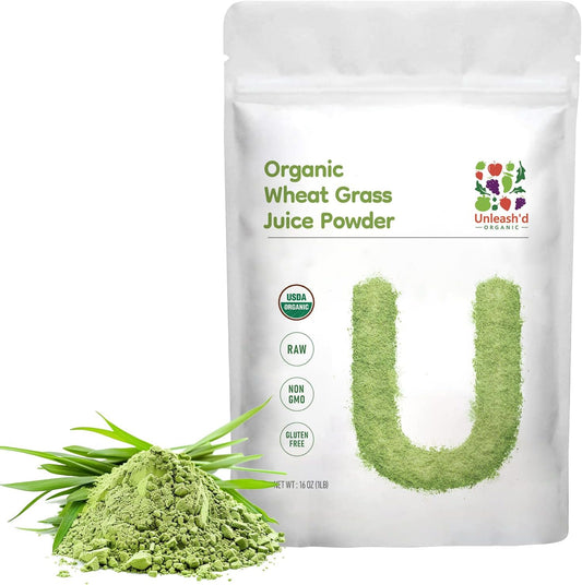 Organic Wheat Grass Juice Powder 16 oz - Pure Natural Green Food, Rich in Nutrients, Immune System Booster, Energy Boost, Anti-Inflammatory Detoxifier