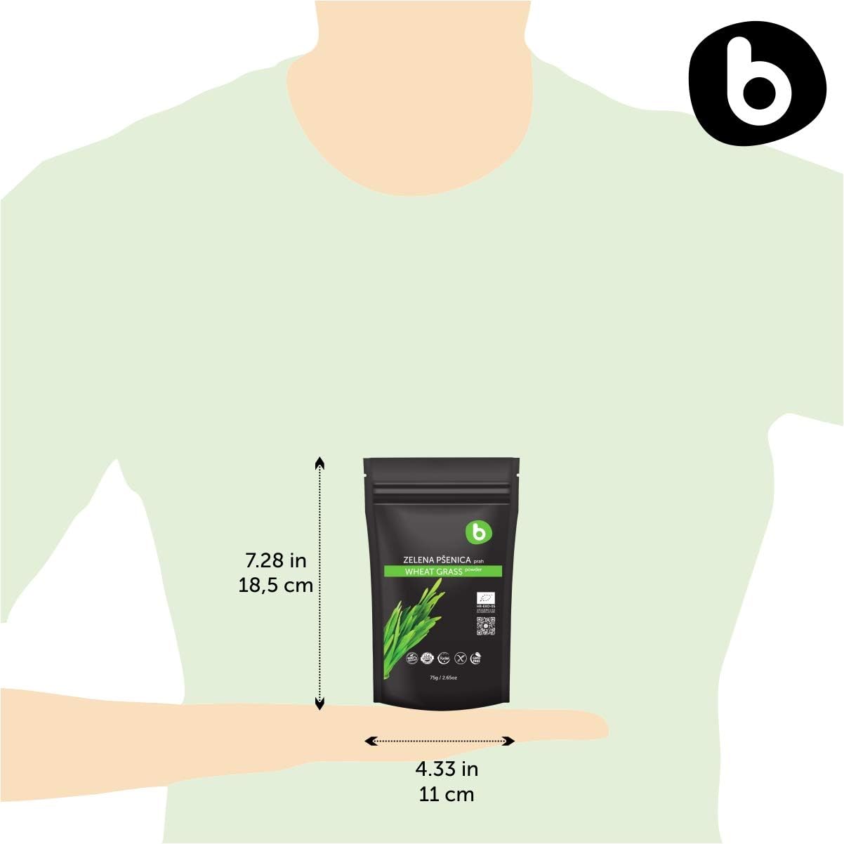 Organic Wheat Grass Powder - Superfood Rich in Fibers, Chlorophyll, Minerals - 100% Pure, Non-GMO, Gluten-Free - Vegan Friendly - Raw - 2.65oz