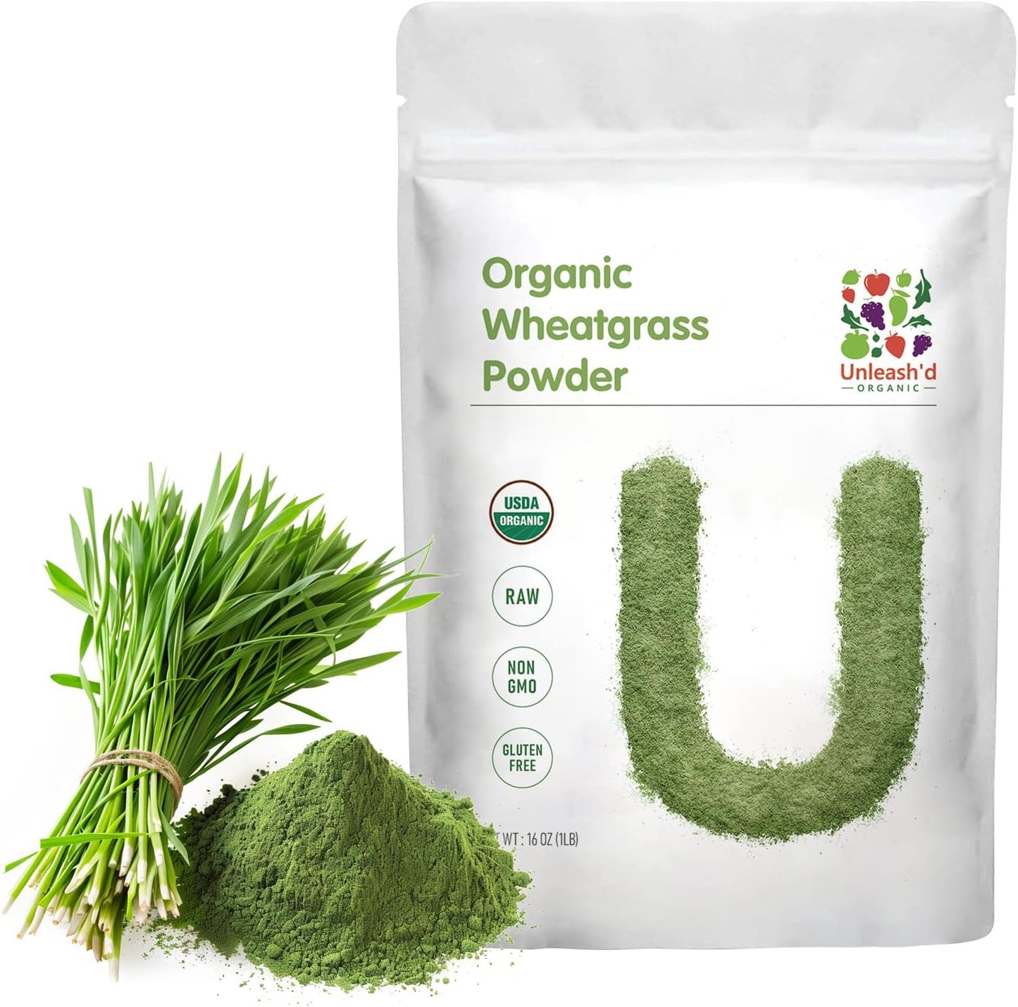 Organic Wheatgrass Powder 16 oz - Vegan, Immune-Boosting, Rich in Vitamins, Fiber & Minerals - Expires Feb 2025