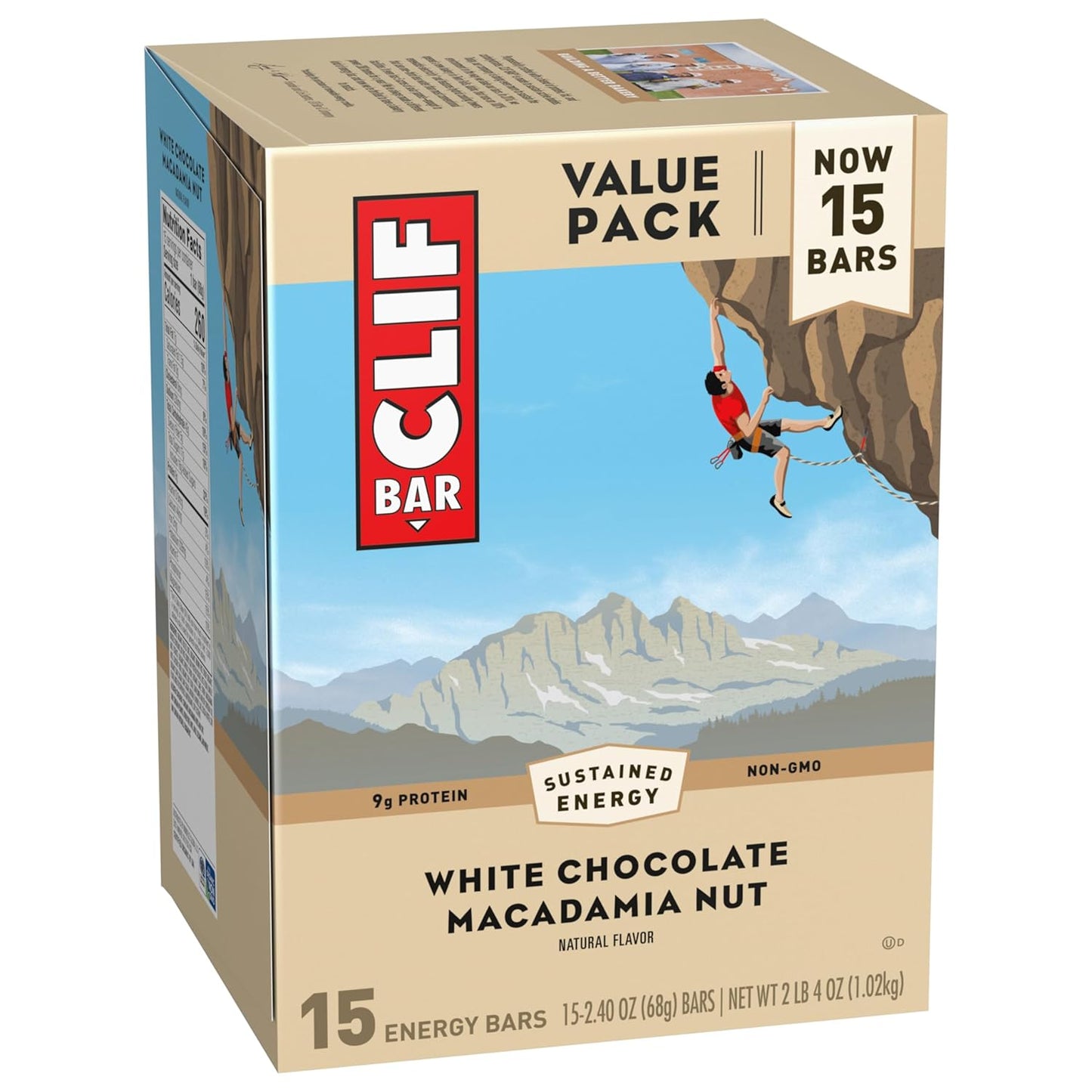 Organic White Chocolate Macadamia Nut Energy Bars - Plant Based Protein (15 Pack)