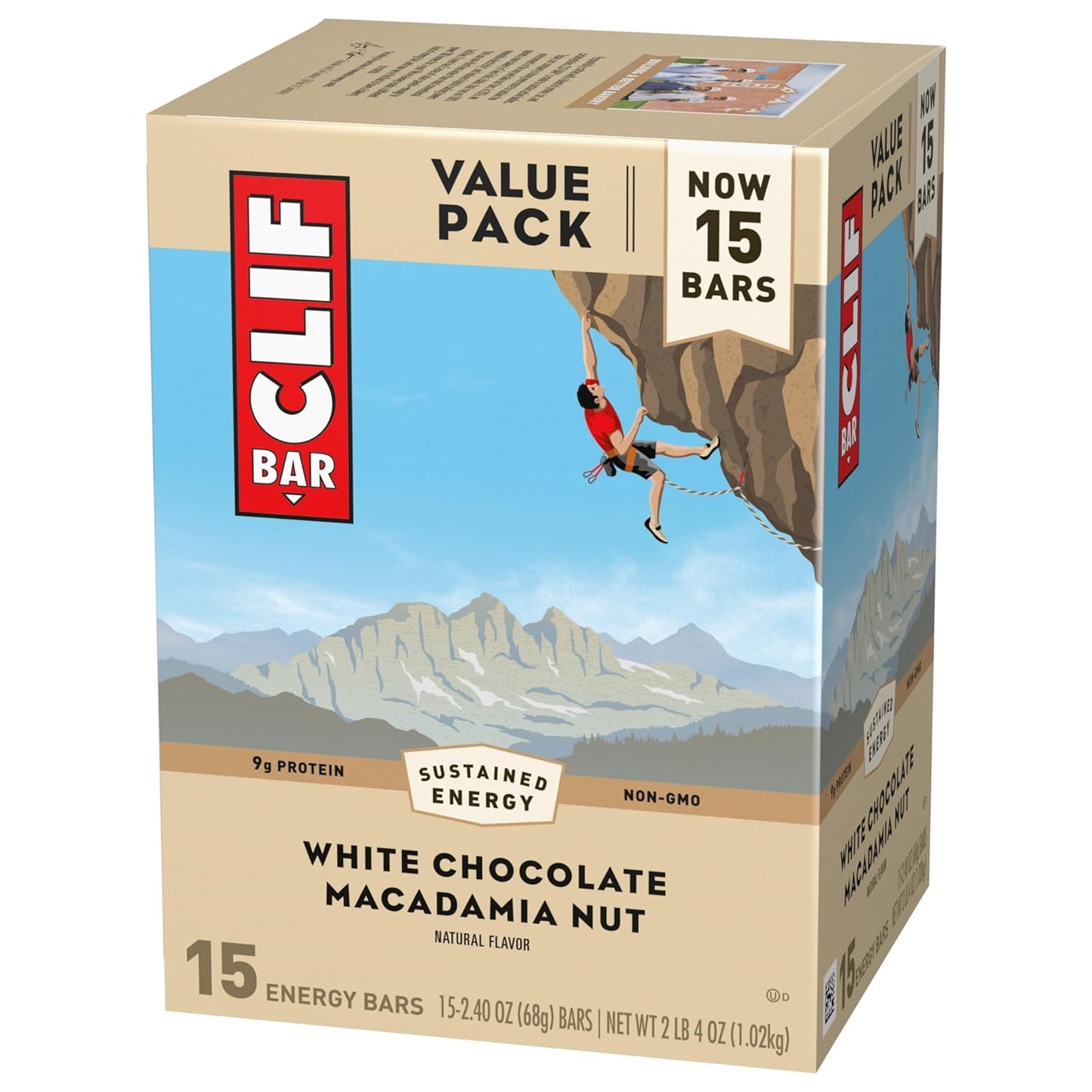 Organic White Chocolate Macadamia Nut Energy Bars - Plant Based Protein (15 Pack)