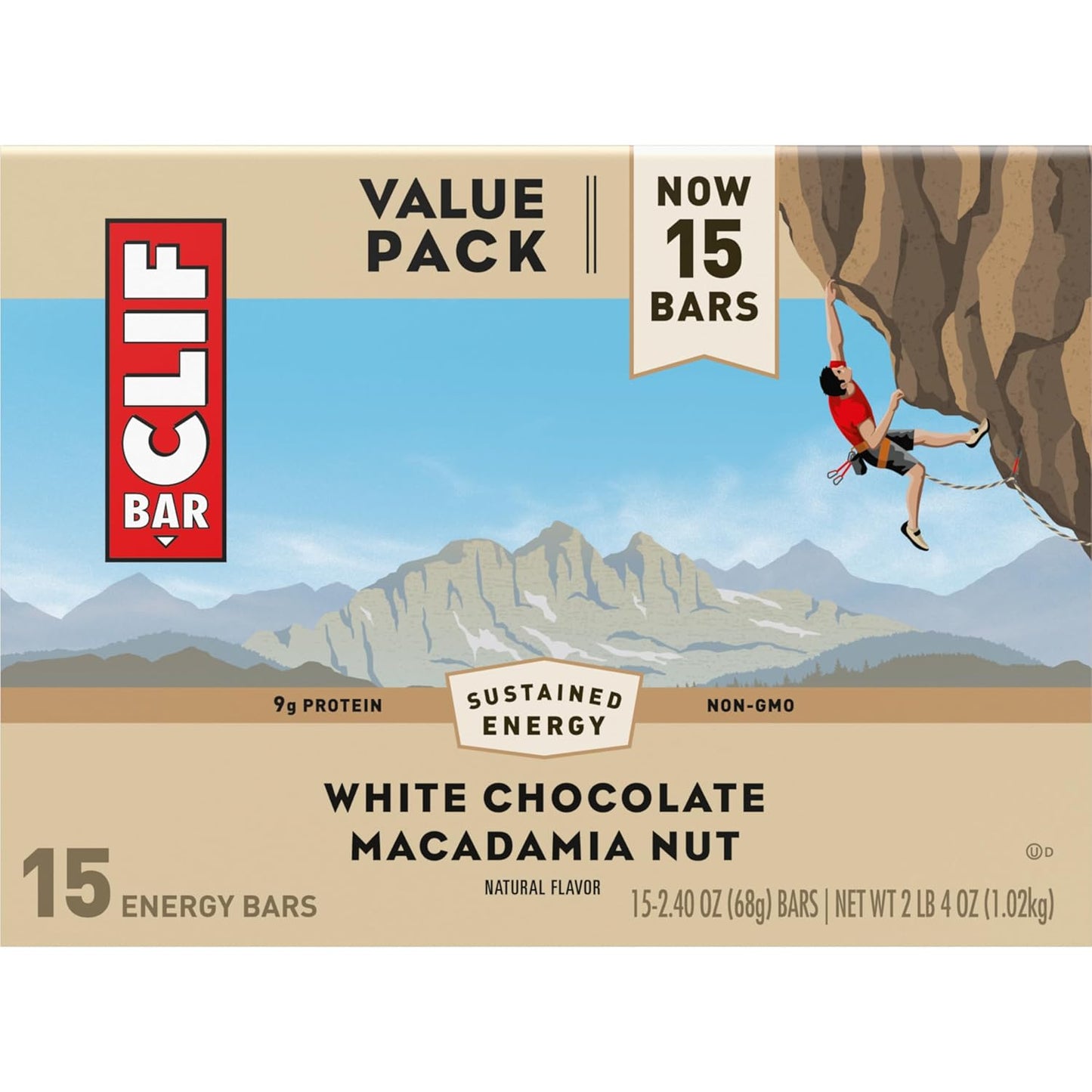 Organic White Chocolate Macadamia Nut Energy Bars - Plant Based Protein (15 Pack)