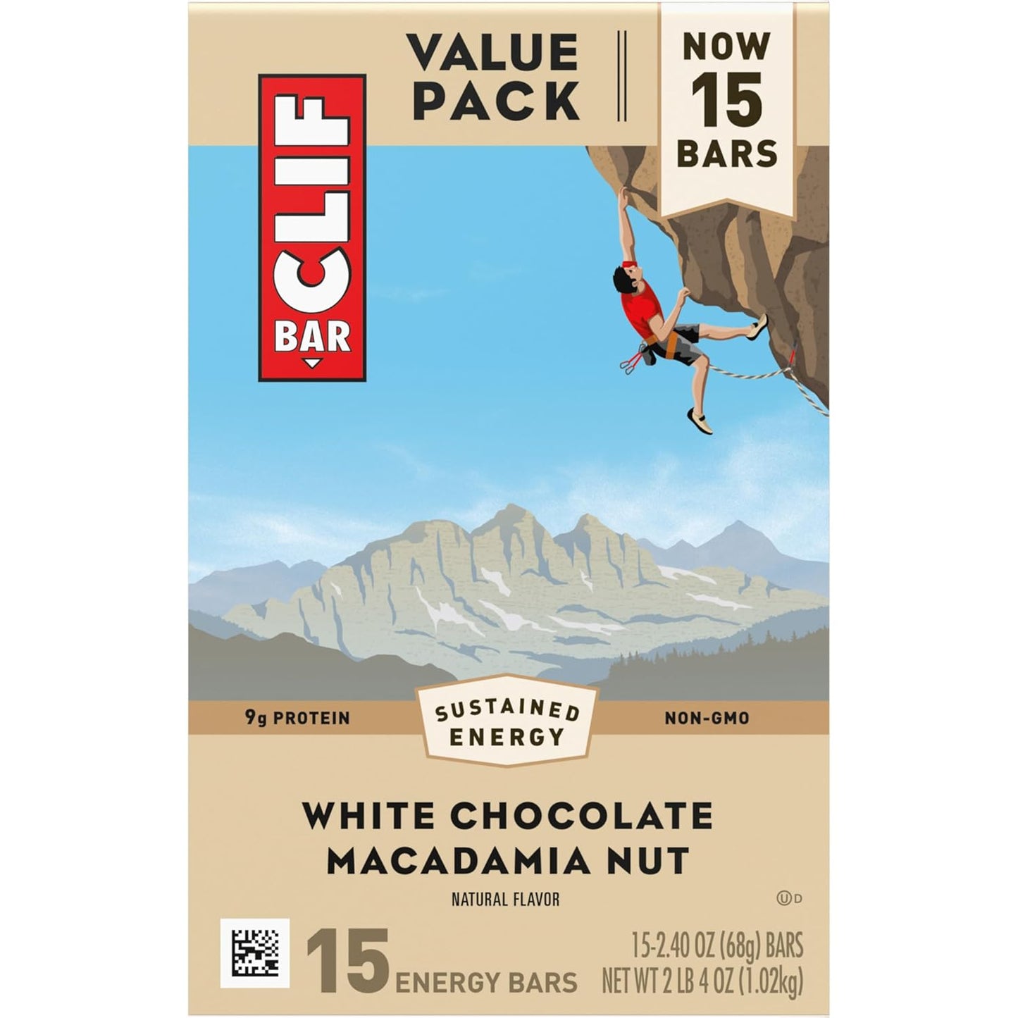 Organic White Chocolate Macadamia Nut Energy Bars - Plant Based Protein (15 Pack)