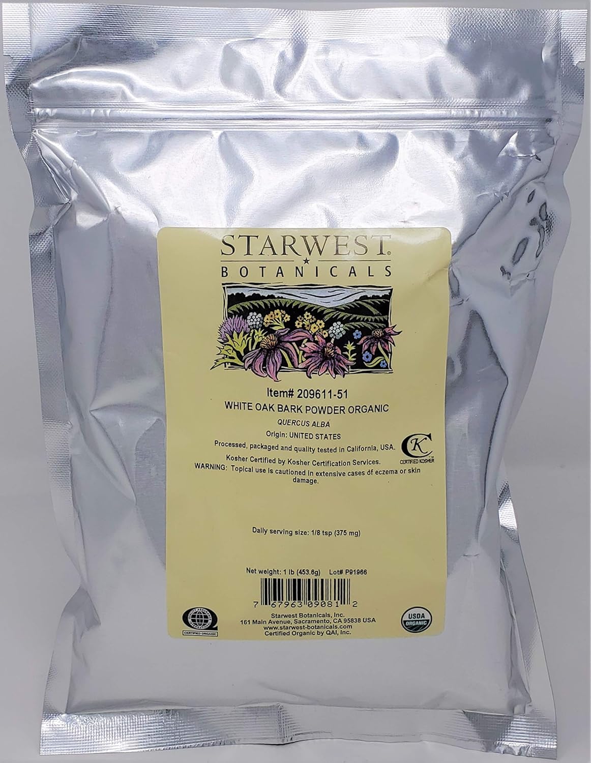 Organic White Oak Bark Powder - 1 Pound by Starwest Botanicals