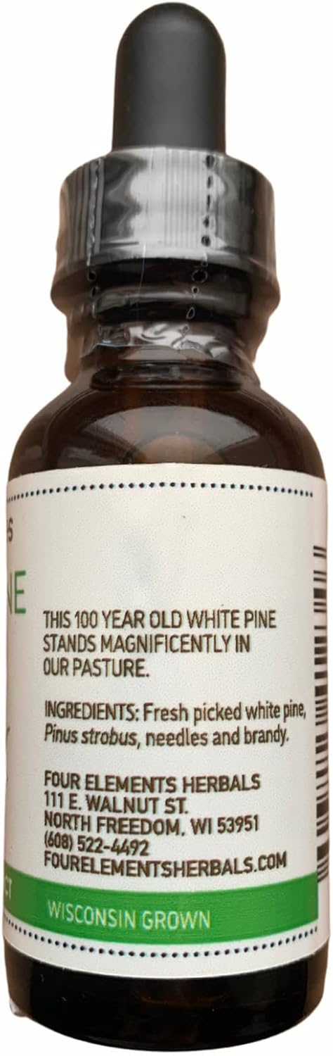 Organic White Pine Tincture - Four Elements 4E Herb Extract, 1 FL OZ, Certified Fresh