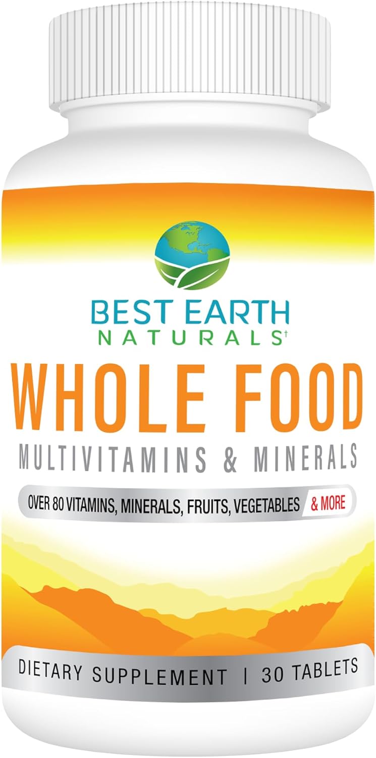 Organic Whole Food Multivitamins & Minerals with Probiotics, Fruits, Vegetables - 30 Count Vegan Formula