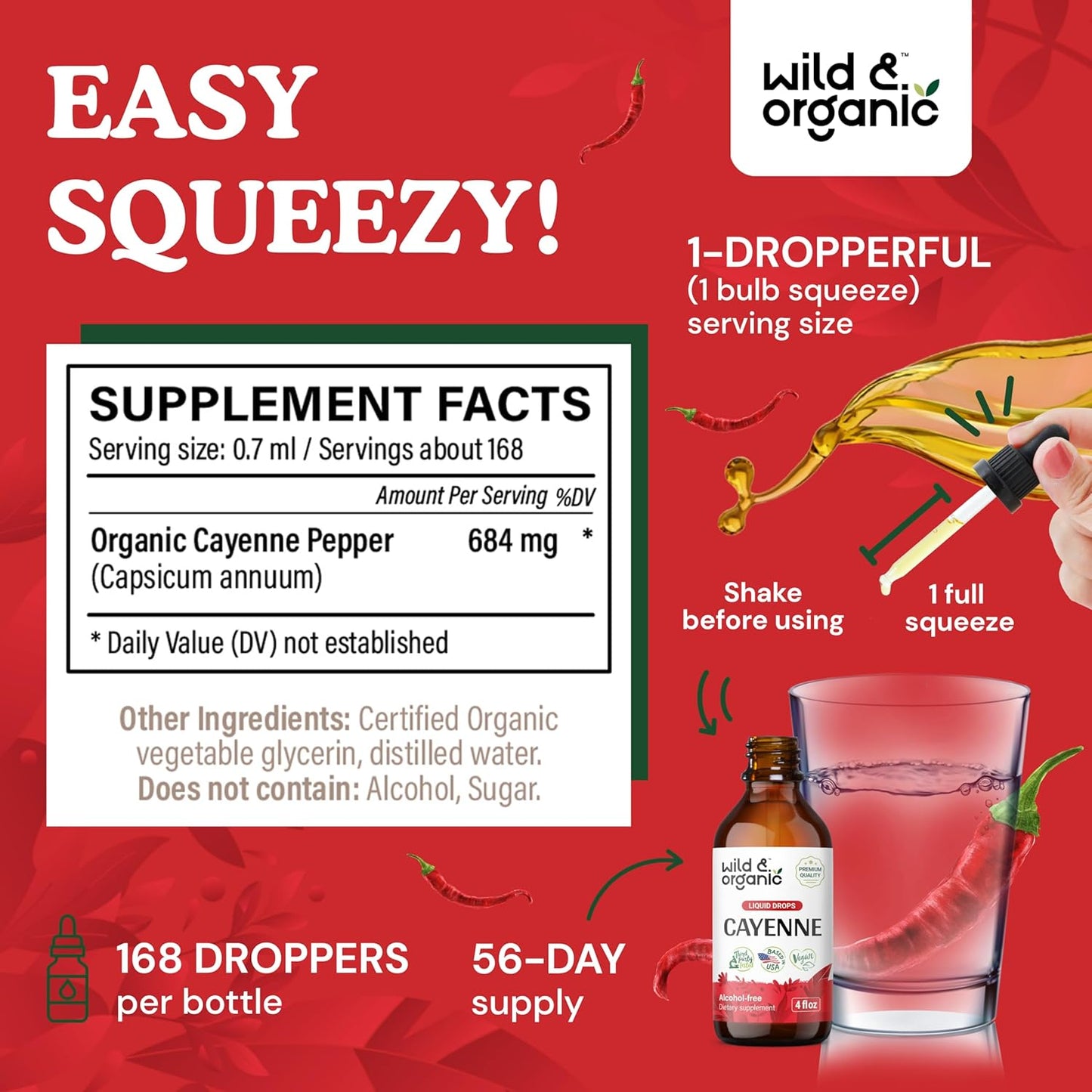 Organic Wild Ginger Root and Cayenne Pepper Tincture Bundle - 4 fl oz Each