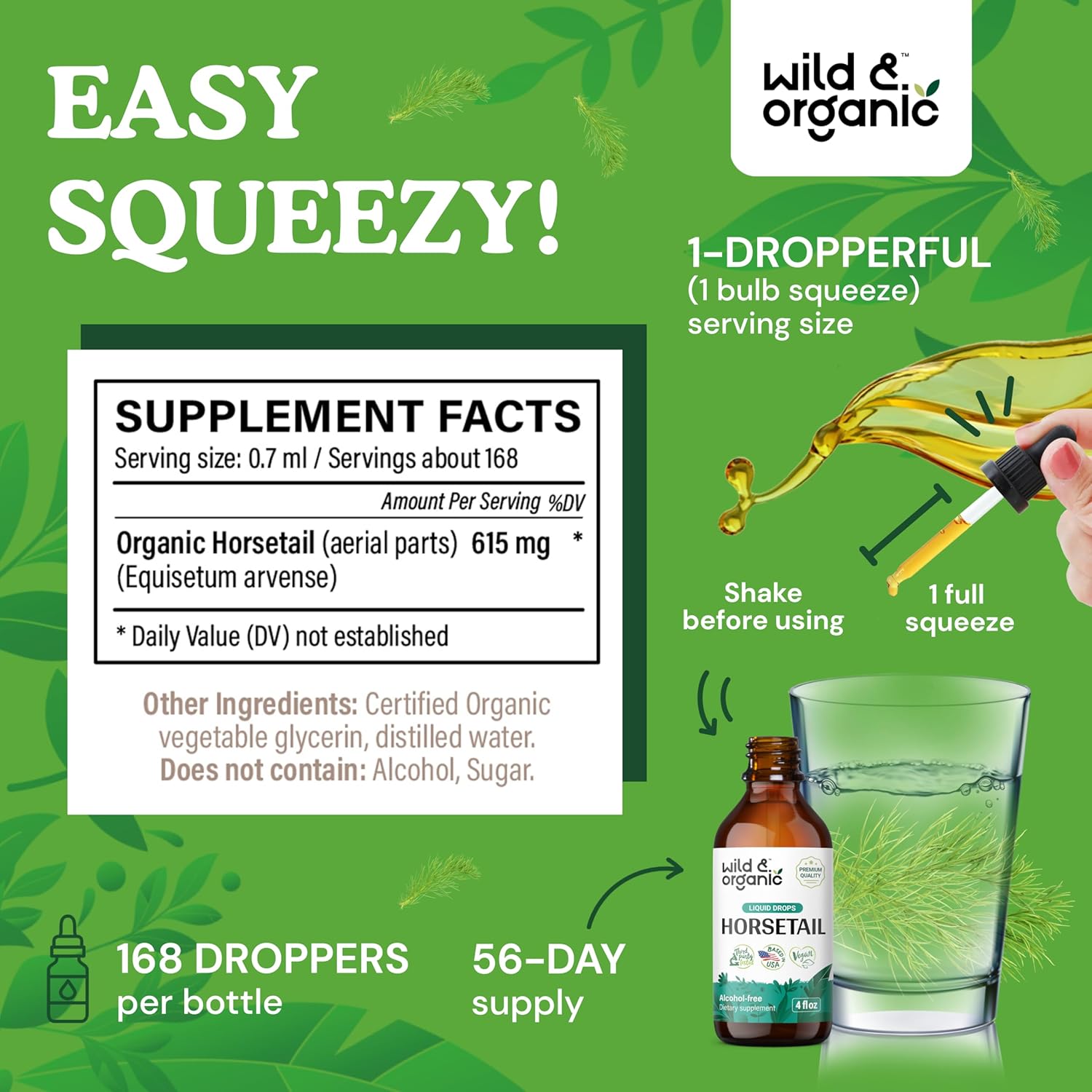 Organic Wild Horsetail and Stinging Nettle Root Tincture Bundle - 4 fl oz Each