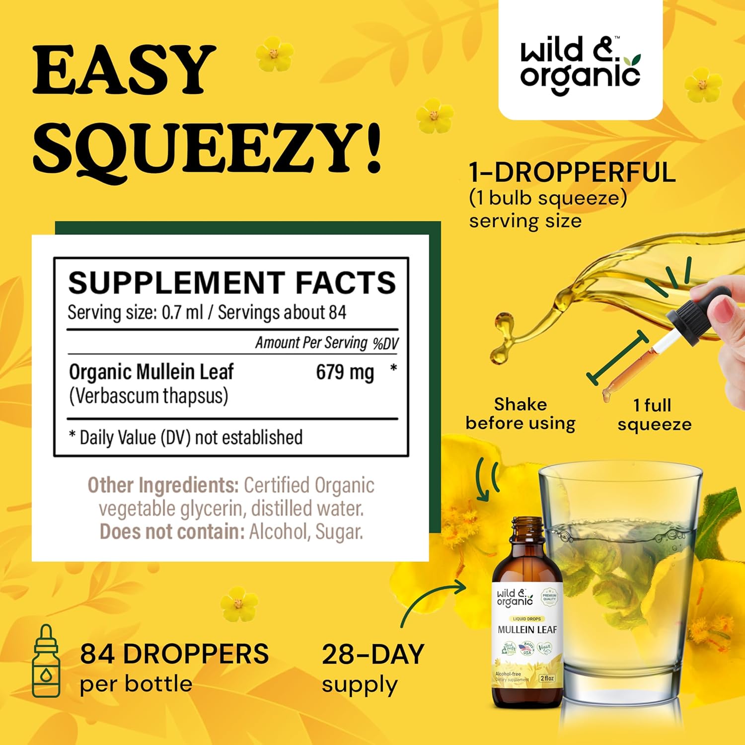 Organic Wild Lobelia and Mullein Tincture Combo 2 fl oz - Herbal Respiratory Support