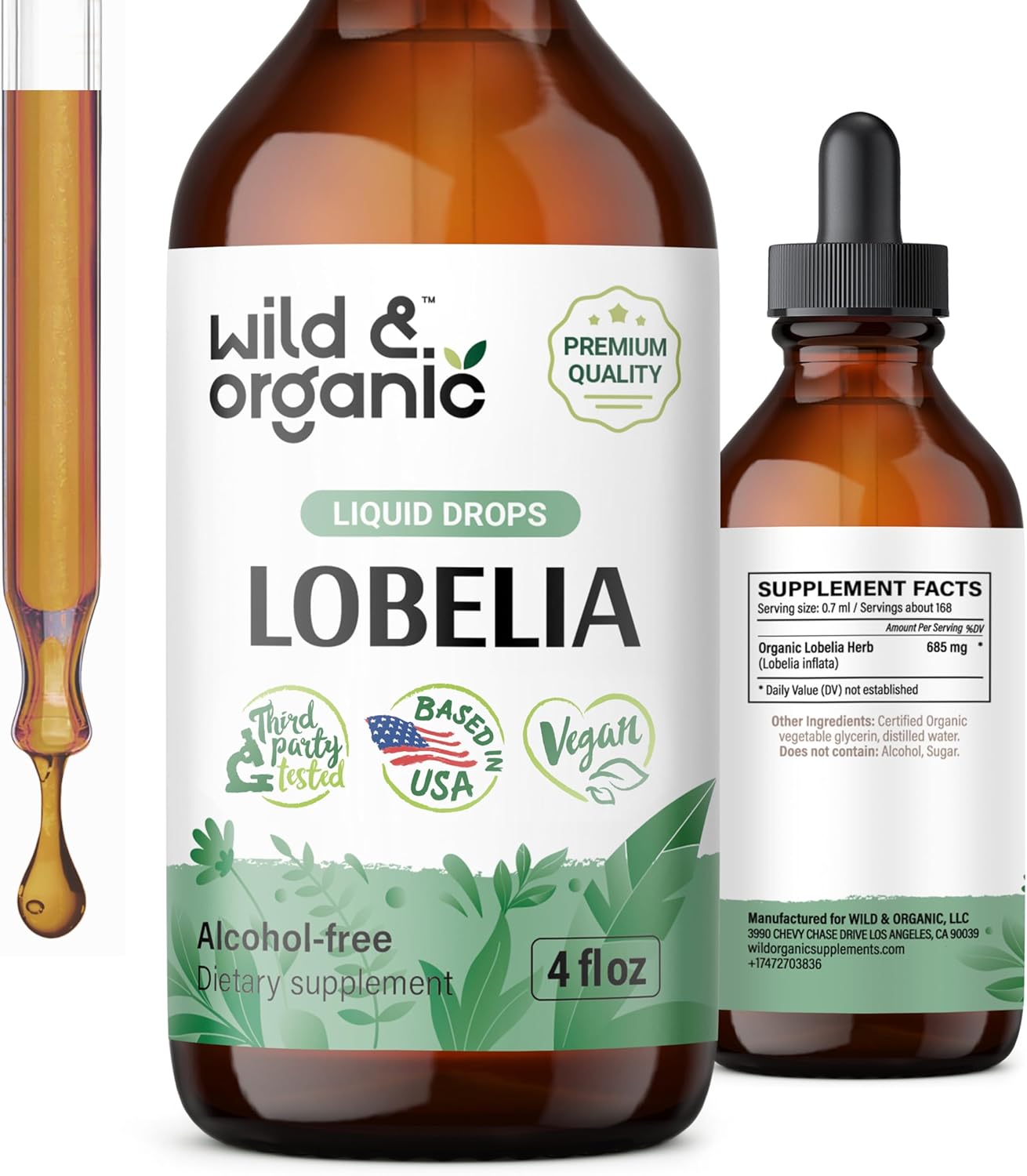 Organic Wild Lobelia Tincture for Lung Detox - Vegan Liquid Herb Supplement - Alcohol & Sugar-Free - 4 fl oz - BoostGo Australia