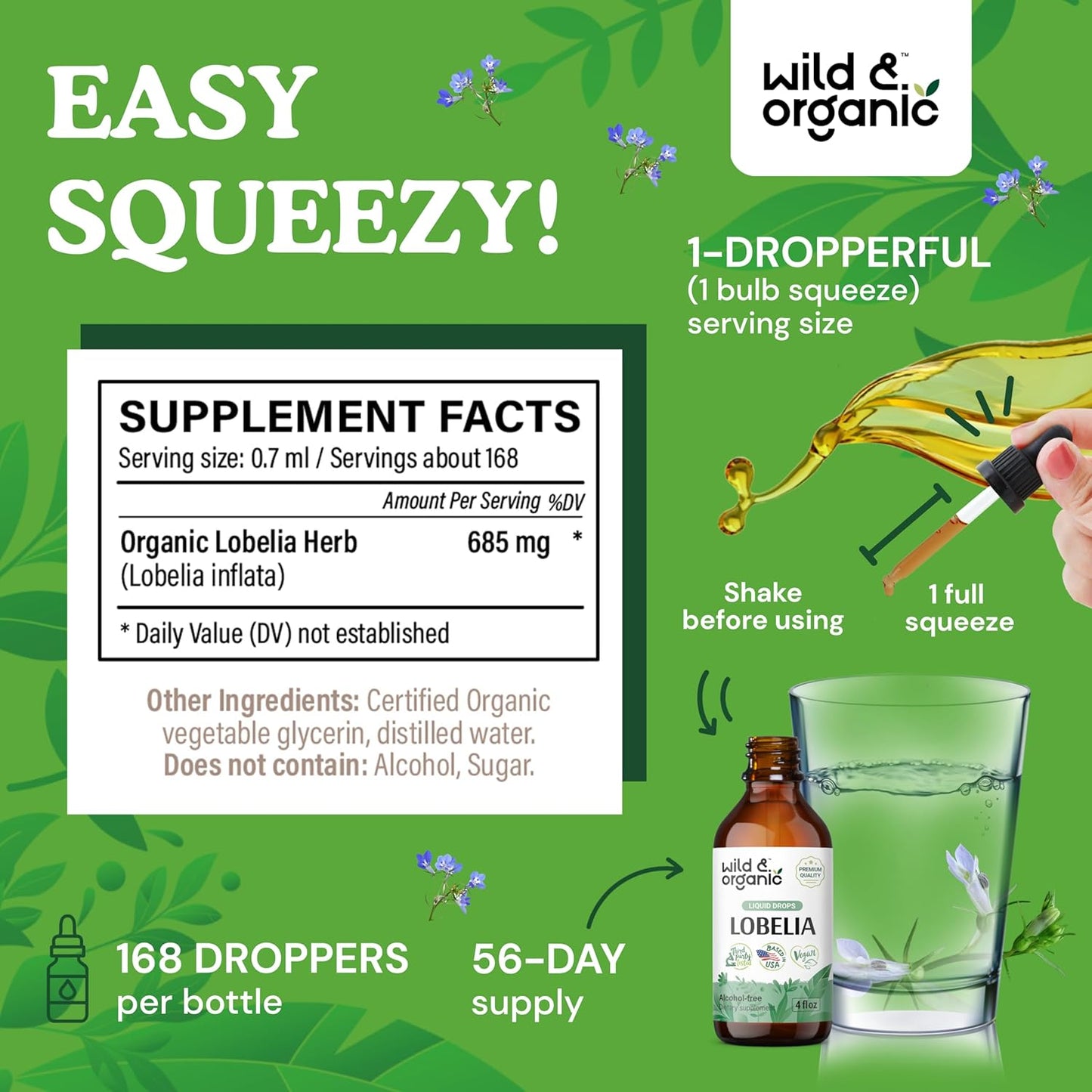 Organic Wild Lobelia Tincture for Lung Detox - Vegan Liquid Herb Supplement - Alcohol & Sugar-Free - 4 fl oz - BoostGo Australia