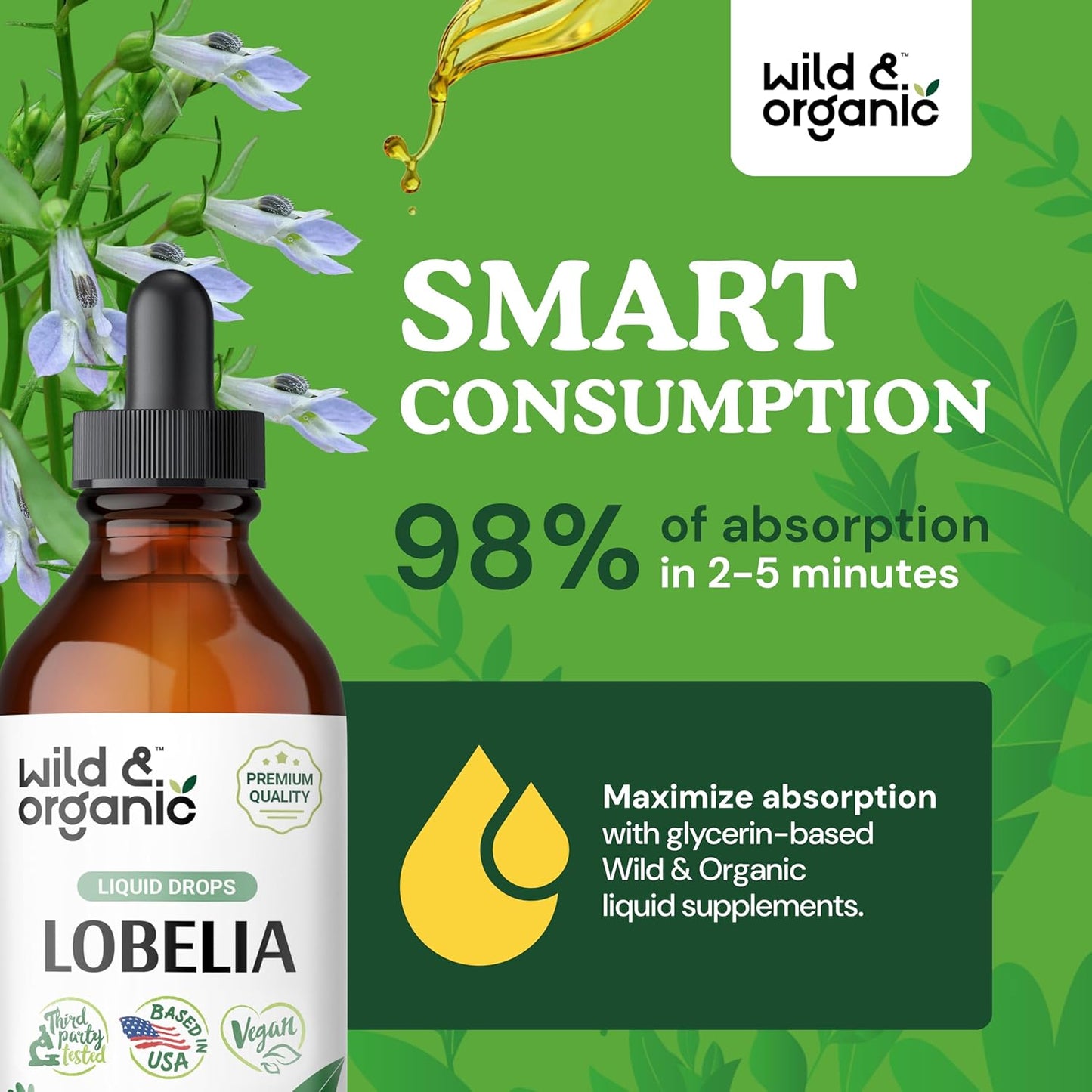 Organic Wild Lobelia Tincture for Lung Detox - Vegan Liquid Herb Supplement - Alcohol & Sugar-Free - 4 fl oz - BoostGo Australia