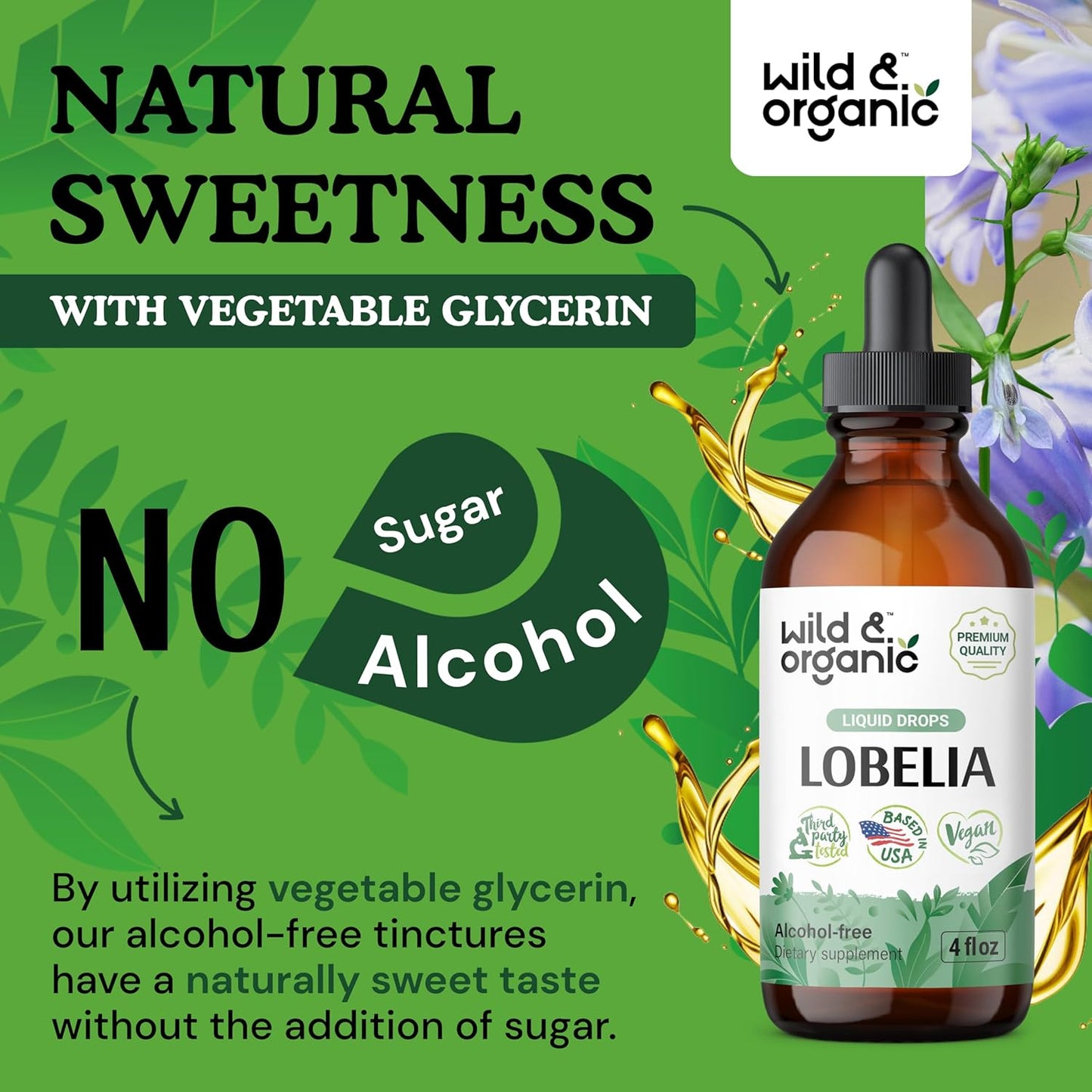 Organic Wild Lobelia Tincture for Lung Detox - Vegan Liquid Herb Supplement - Alcohol & Sugar-Free - 4 fl oz - BoostGo Australia