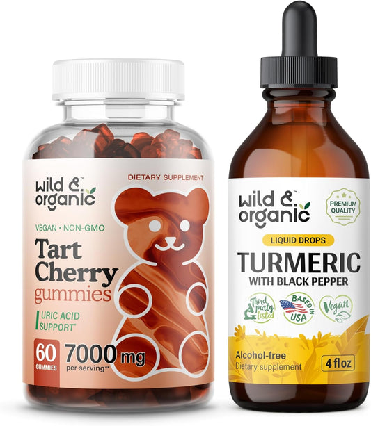 Organic Wild Tart Cherry Gummies with Turmeric Tincture - 4 fl oz Bottle