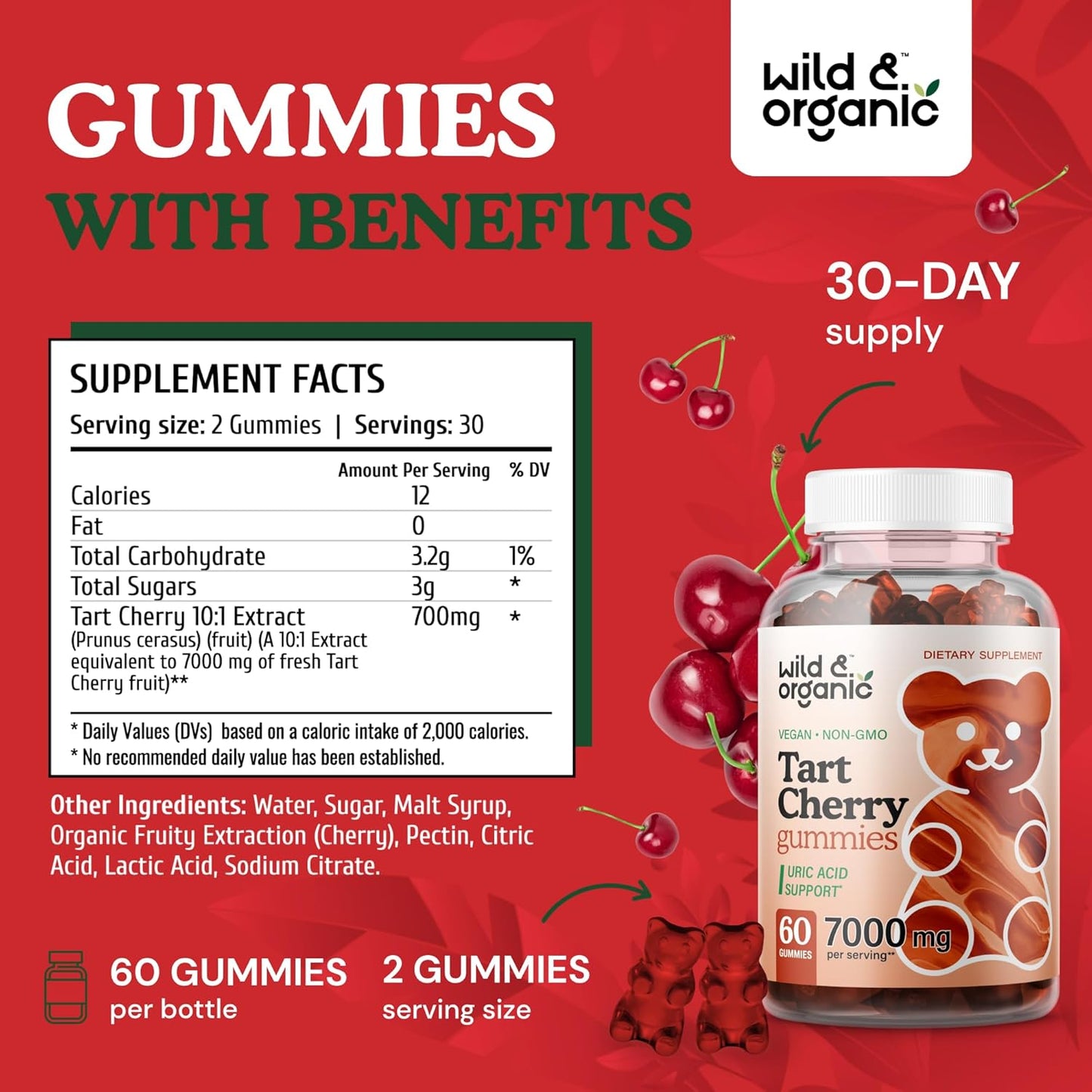 Organic Wild Tart Cherry Gummies with Turmeric Tincture - 4 fl oz Bottle