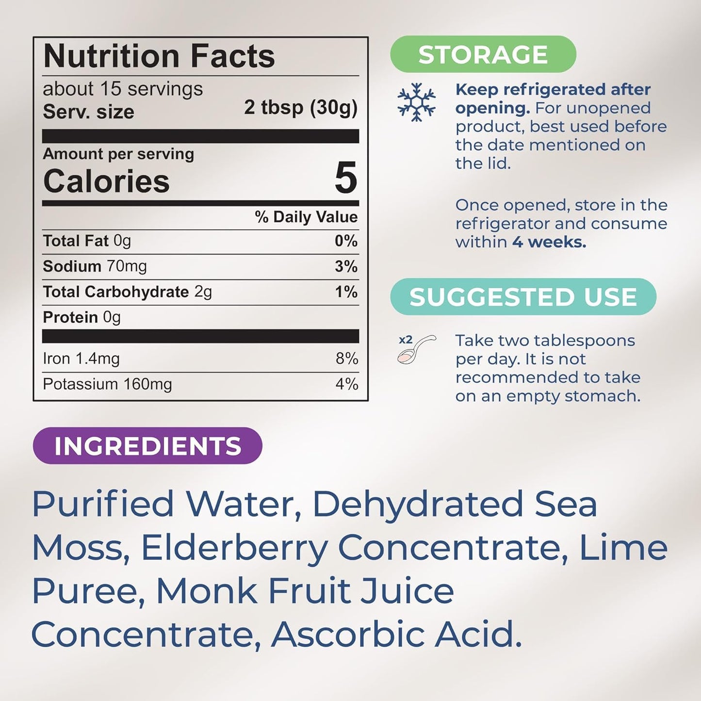 Organic Wildcrafted Irish Sea Moss Gel with Elderberry - Rich in Minerals, USA Made Health Supplement (Pack of 3)