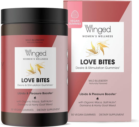 Organic Winged Wellness Love Bites for Women - Gluten-Free Stress Management Formula with Energy Boost - 50 ct.