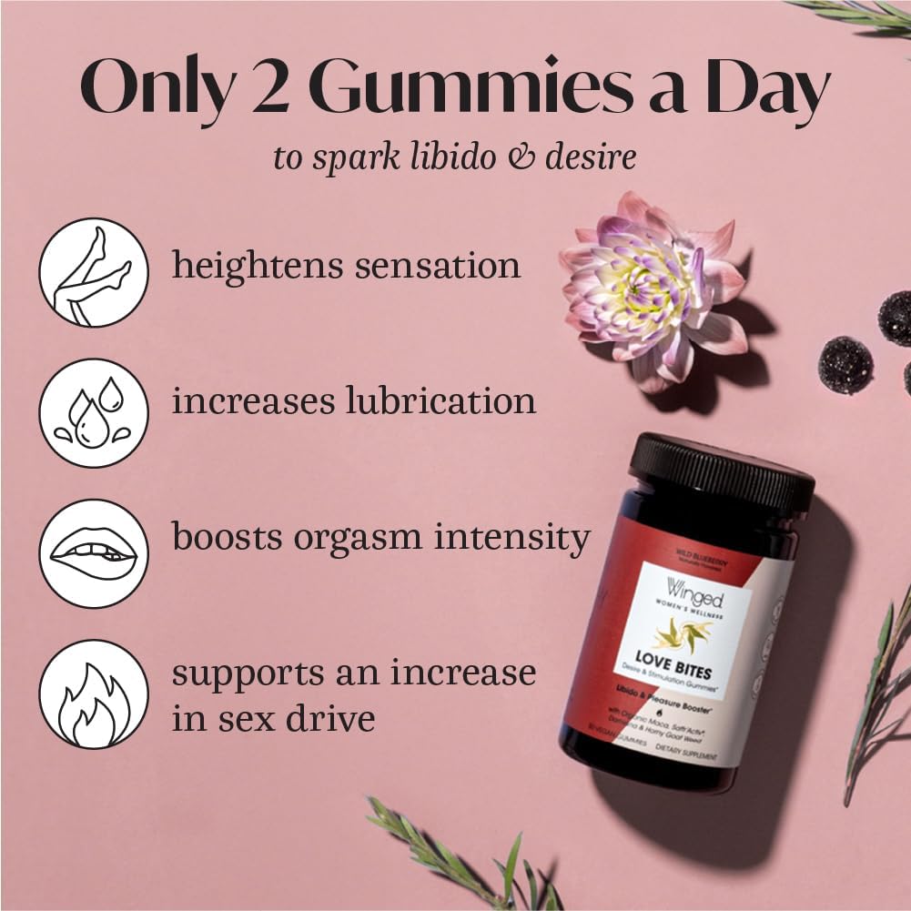 Organic Winged Wellness Love Bites for Women - Gluten-Free Stress Management Formula with Energy Boost - 50 ct.