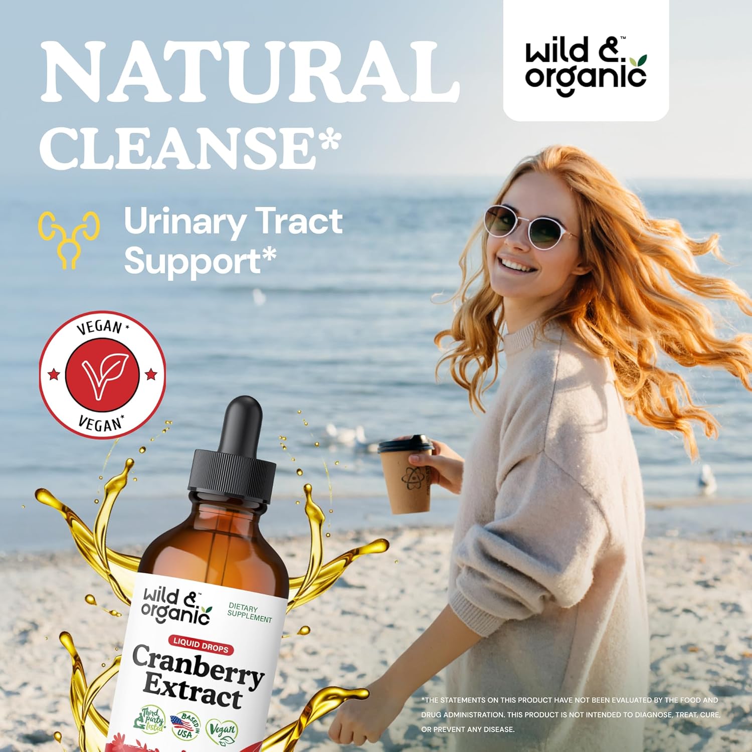 Organic Women's Cranberry Concentrate Liquid Drops - 12,500 mg for Urinary Tract Support - Vegan, Sugar & Alcohol-Free - 4 fl oz