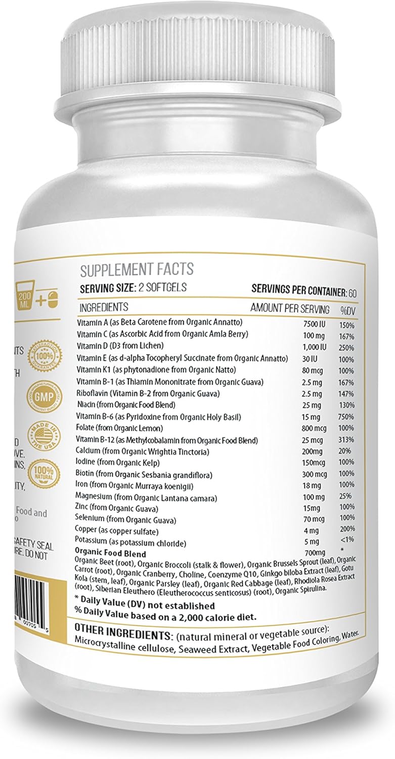 Organic Women's Multivitamin 30+ with 30 Vitamins, Herbs, Non-GMO - 2-Month Supply USA Made
