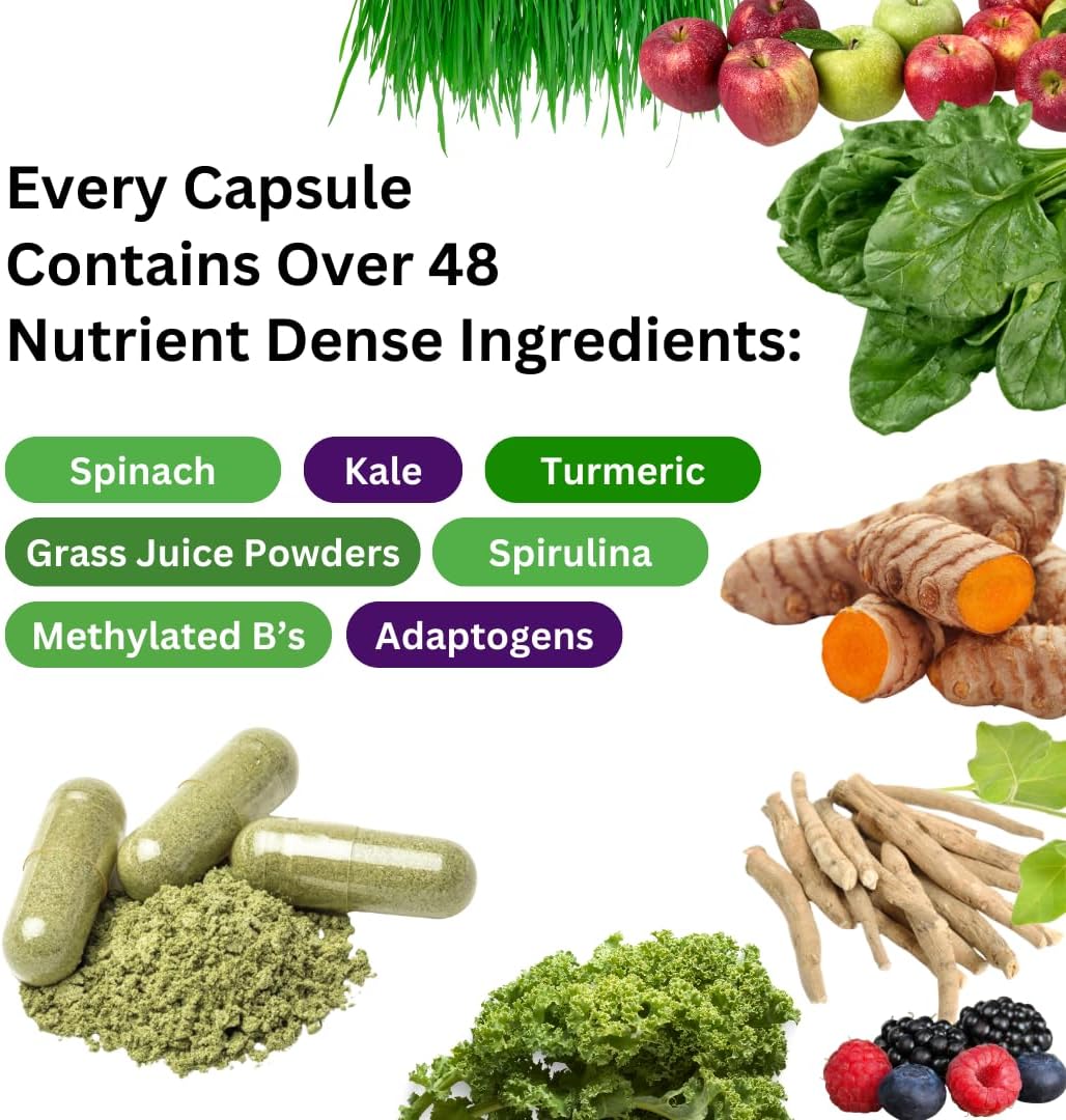 Organic Women's Once Daily Multivitamin with Iron, Probiotics, Antioxidants, 48 Superfoods, Vitamins A, B12, C, D, K2 - 60 Capsules