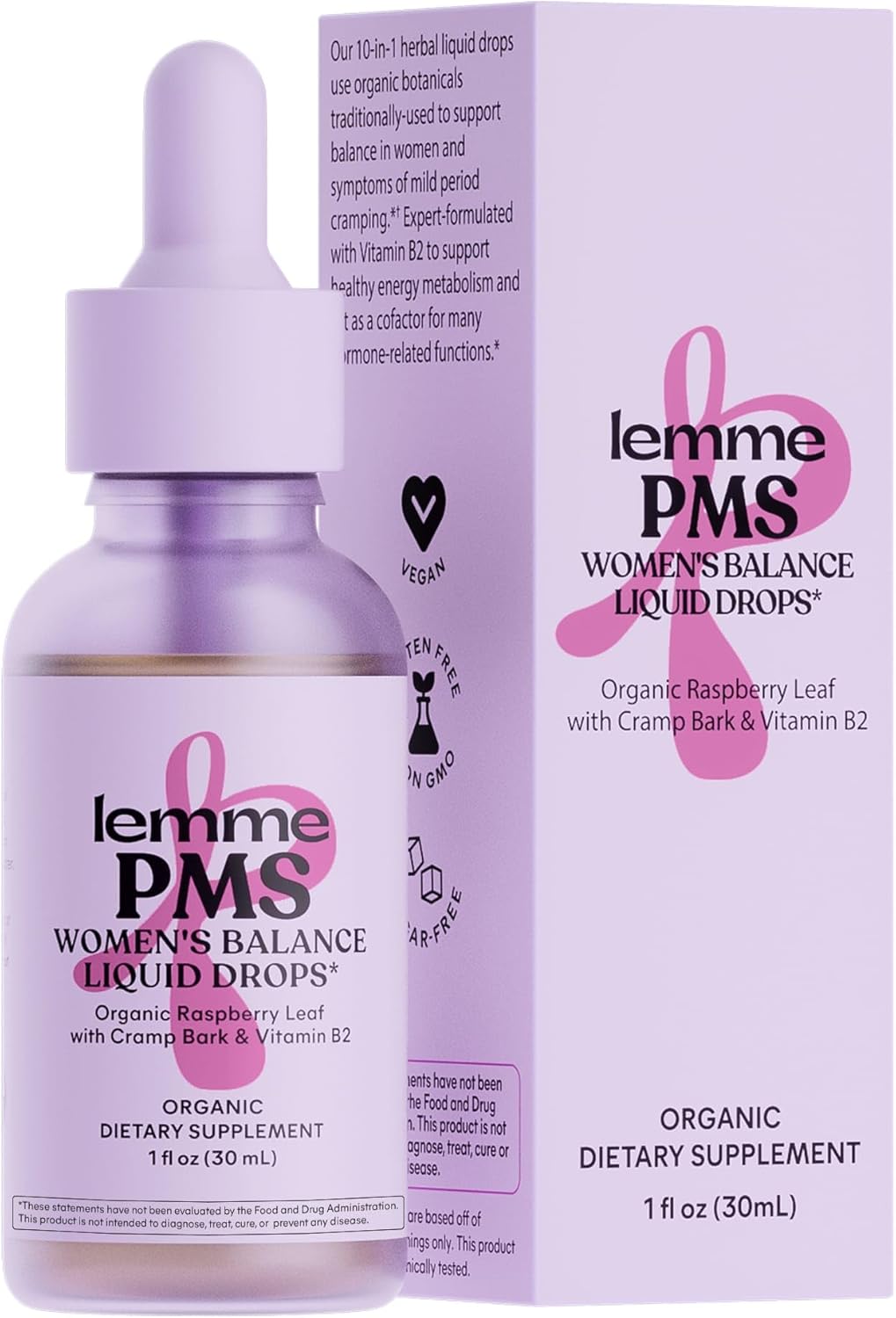 Organic Women's PMS Hormone Balance Liquid Drops with Herbal Blend for Period Cramp Relief - 1 fl oz