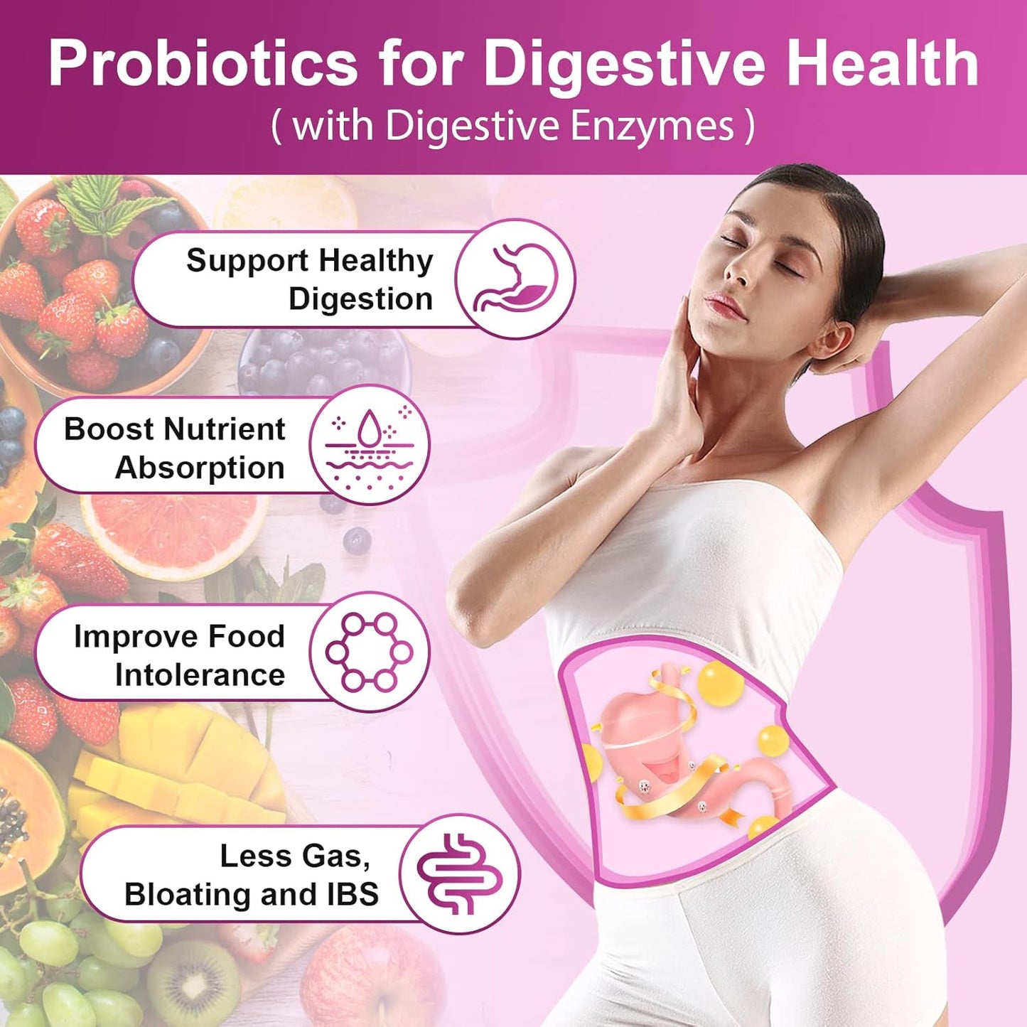 Organic Women's Probiotics with Cranberry & D-Mannose - 50 Billion CFUs for Digestive & Gut Health, Immune Support, Weight Management
