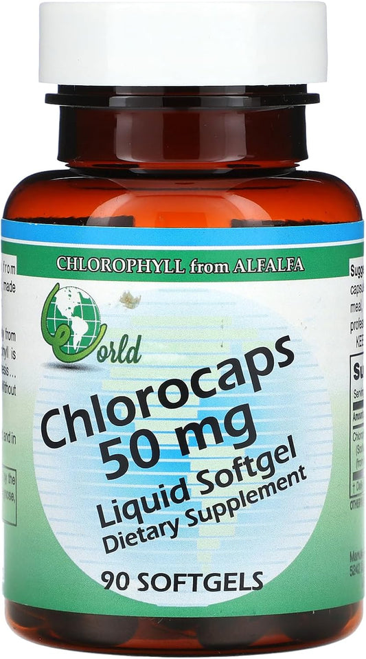 Organic World Chlorocaps - 50 mg - 90 Softgel Capsules for Natural Health
