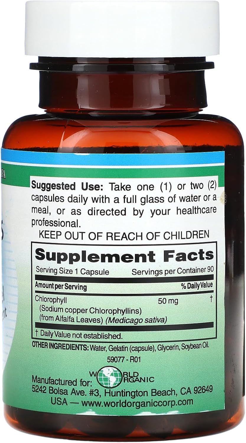 Organic World Chlorocaps - 50 mg - 90 Softgel Capsules for Natural Health