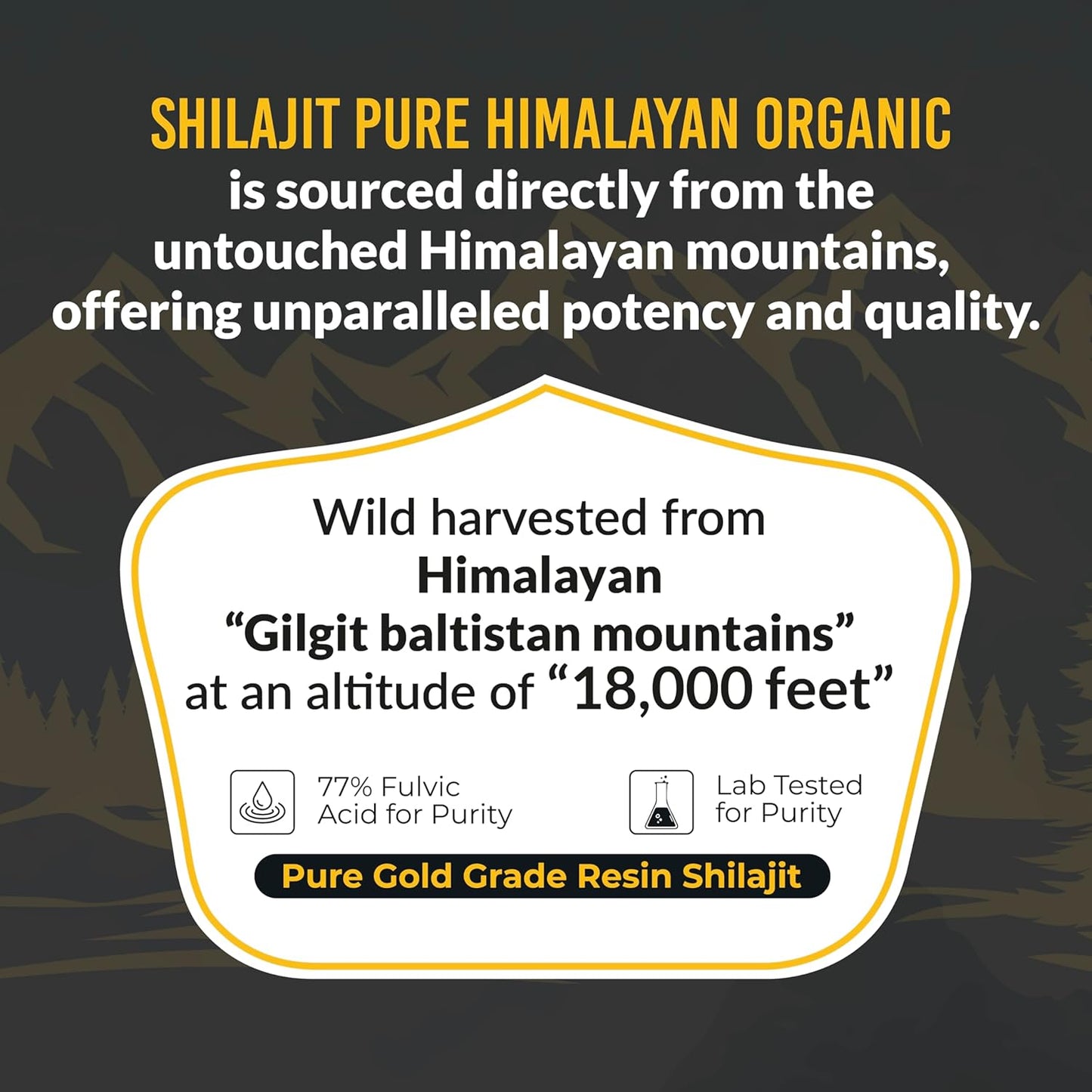 Organic Yellow Castle Himalayan Shilajit Resin - High Potency for Energy Boost & Immune Support | Pure Shilajit with 85+ Trace Minerals and 75%+ Fulvic Acid - 75 Servings, 400mg - Men & Women Friendly