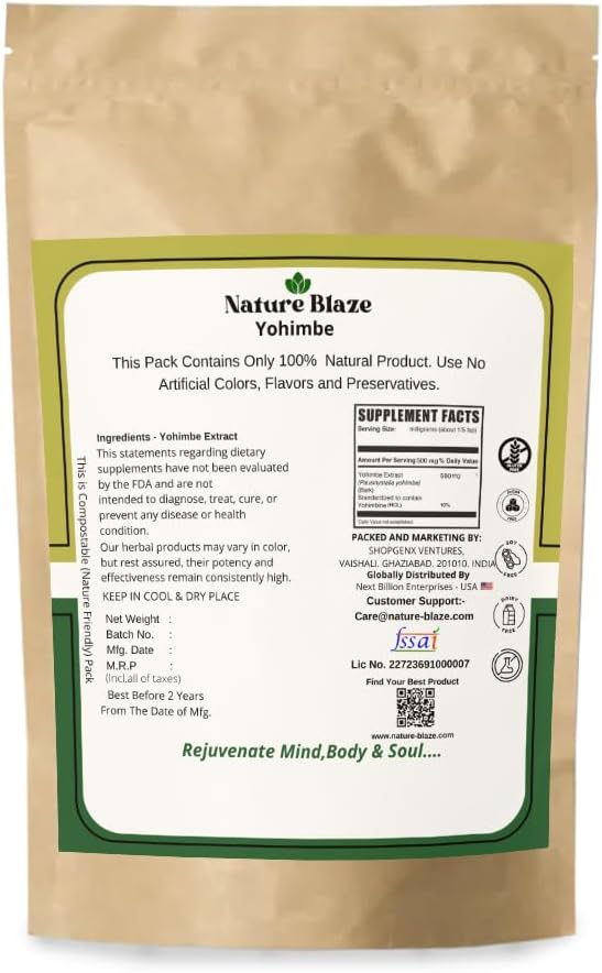 Organic Yohimbe Bark Extract Powder - Natural Energy Booster for Men and Women - 4 Oz / 0.25lb