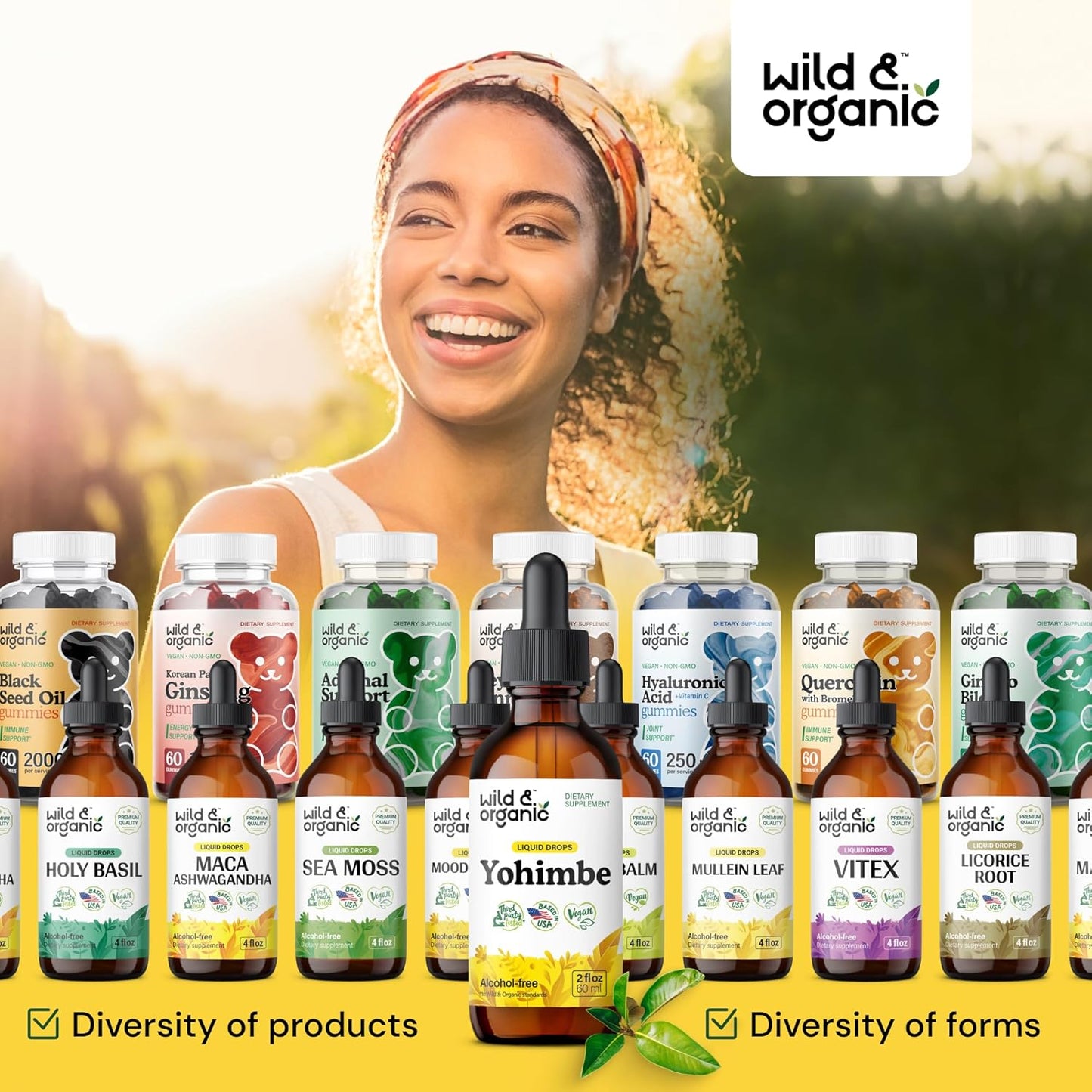 Organic Yohimbe Liquid Extract Drops - 5mg Yohimbine Tincture for Men & Women - Vegan, Alcohol-Free - 2 fl oz