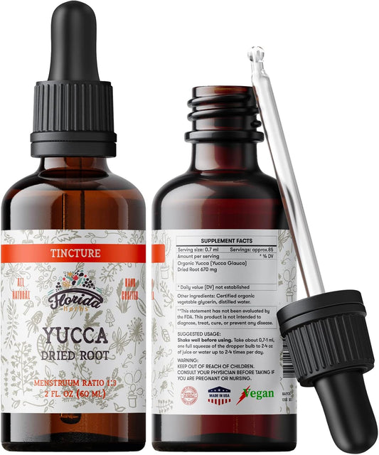 Organic Yucca Glauca Tincture Herbal Supplement, 700mg, 2oz - Non-GMO, Cold-Pressed Vegetable Glycerin Extract from Florida Herbs