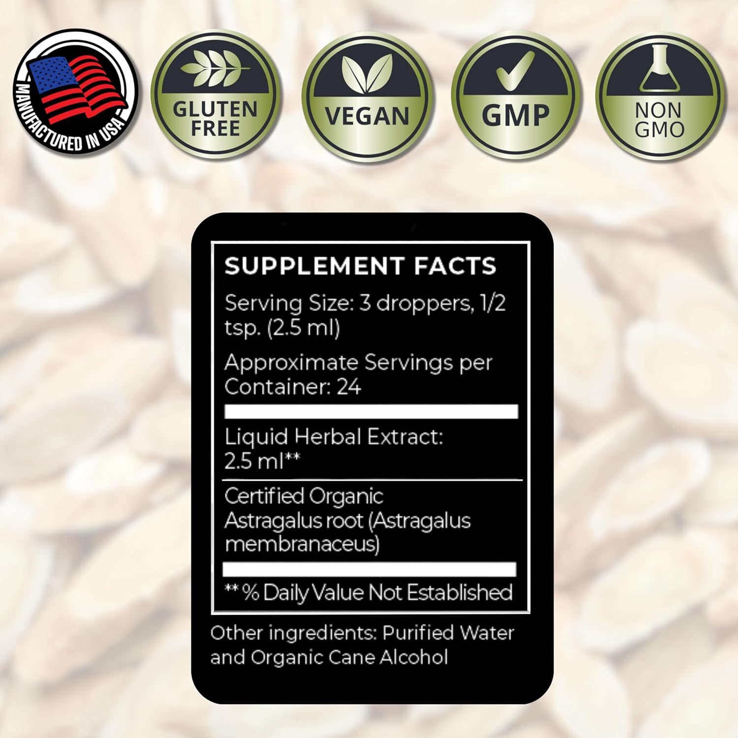 Organic Zenmen Astragalus Root Tincture - Boosts Immune System and Antioxidant Levels - Made in USA