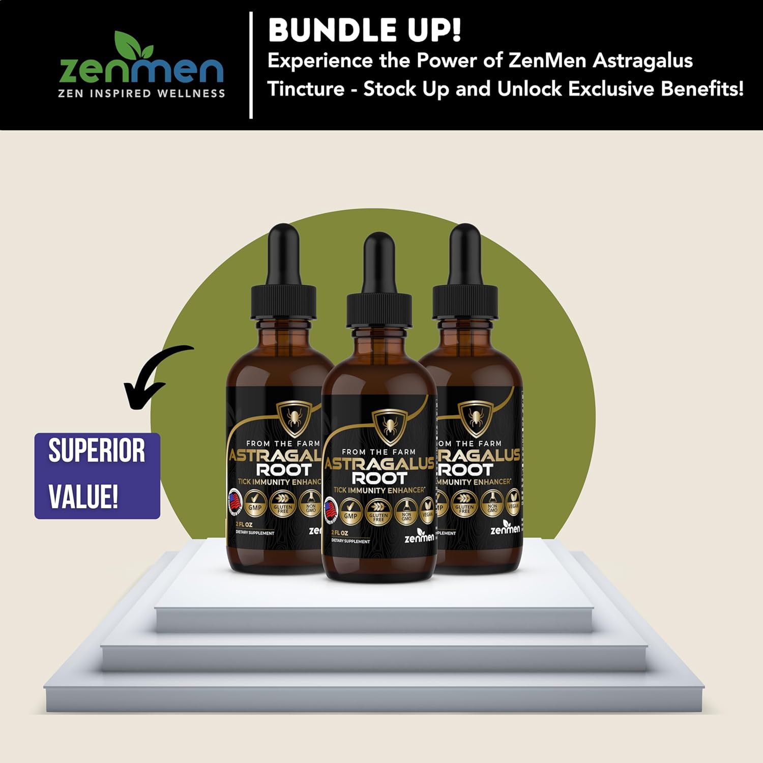 Organic Zenmen Astragalus Root Tincture - Boosts Immune System and Antioxidant Levels - Made in USA