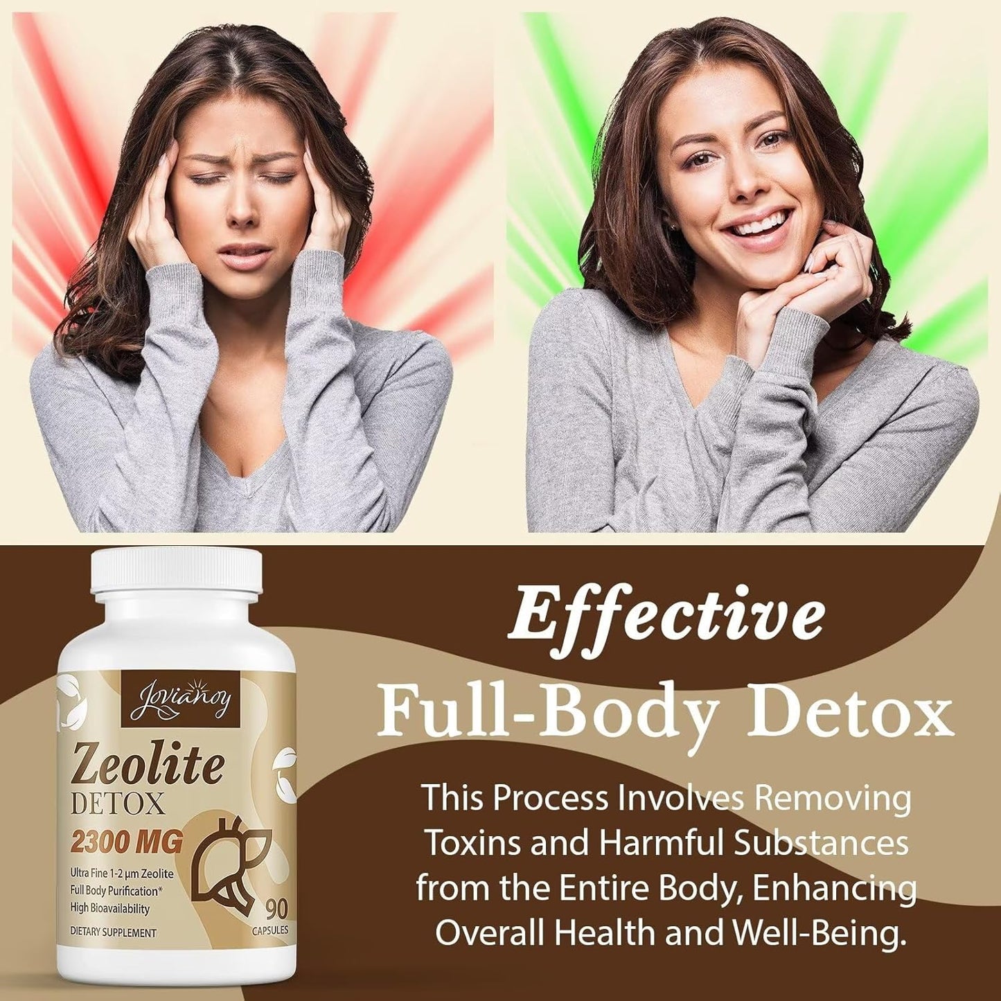 Organic Zeolite Detox Capsules with Activated Charcoal & Bentonite Clay - Gut & Liver Cleanse for Women & Men, 270 Capsules