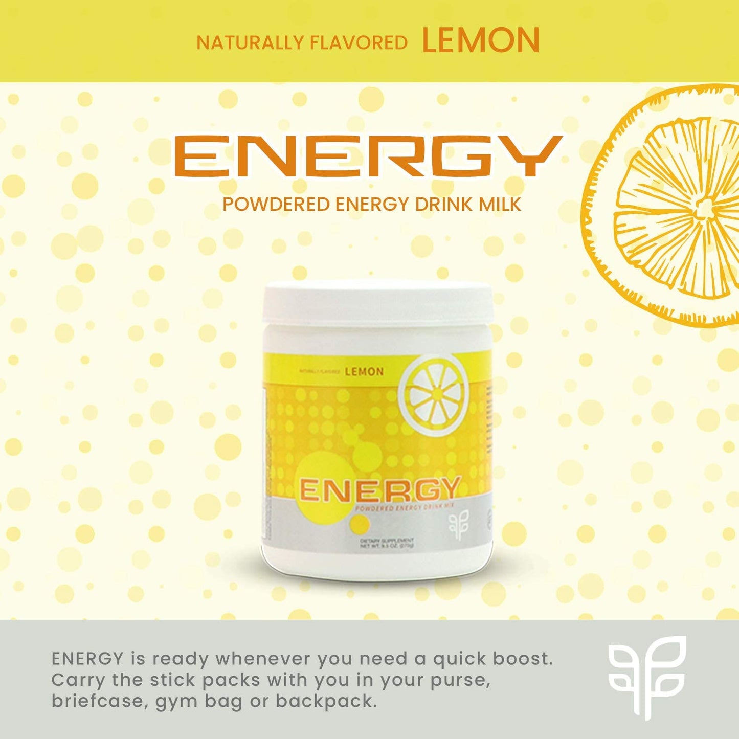 Organic Zesty Lemon Wheatgrass Energy Drink Mix with Antioxidants and Essential Vitamins, Zero Sugar Formula - 270g