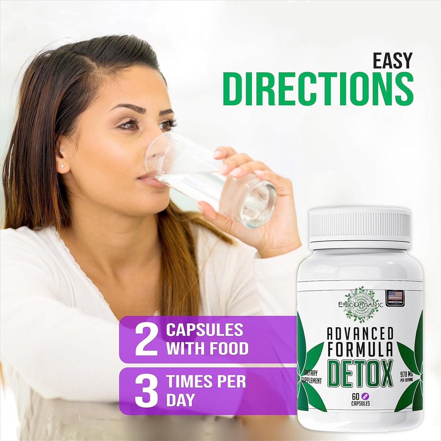 Organicum Total Detox Cleanse | 10-Day Supply Supplement with Milk Thistle, Ginger Root, and Yellow Dock Root | 60 Capsules
