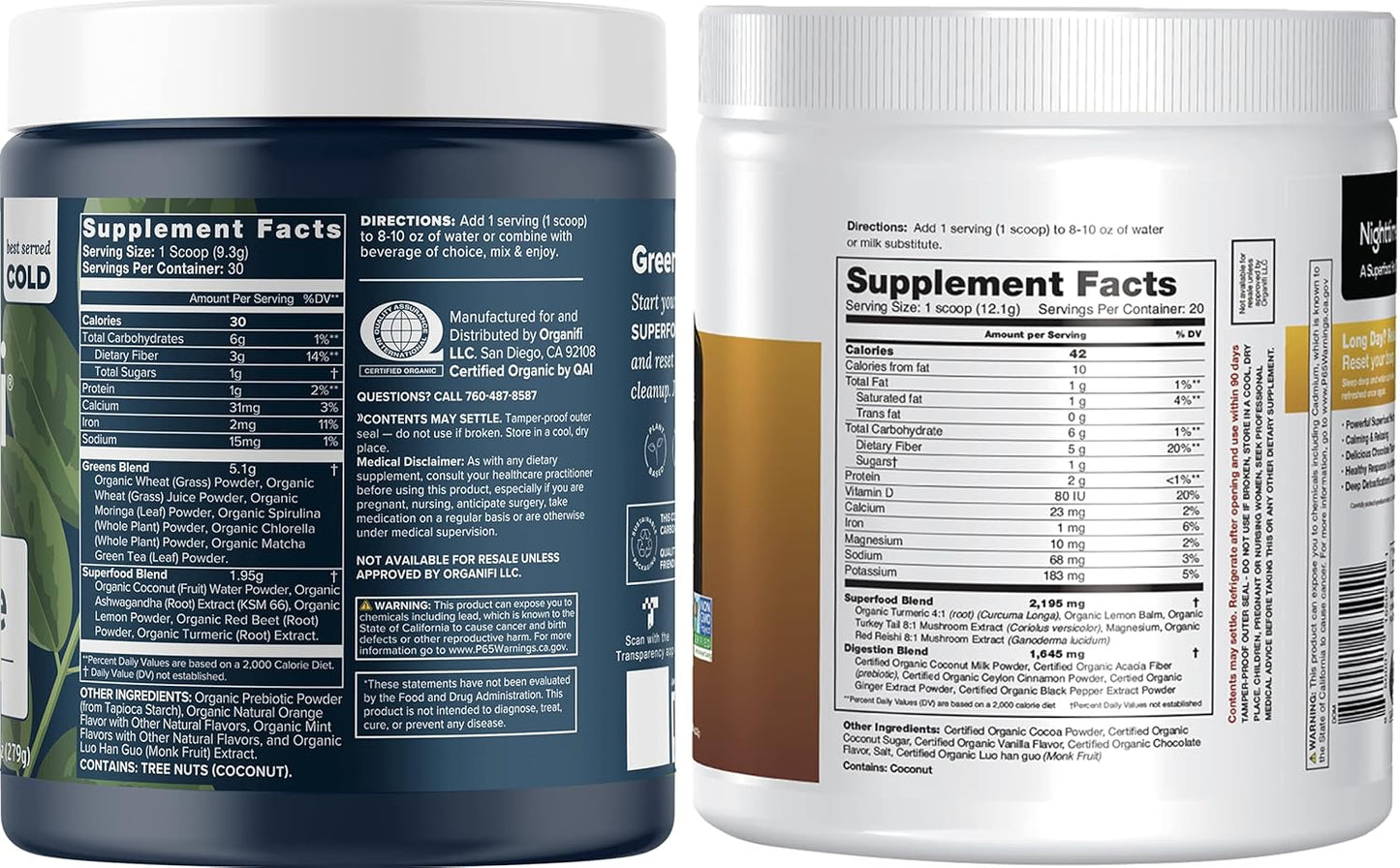 Organifi Green Juice and Gold Chocolate Bundle - Superfood Powder for Weight Control, Detox Cleanse, and Immunity Support - Gluten Free Vegan Whole Food Supplement