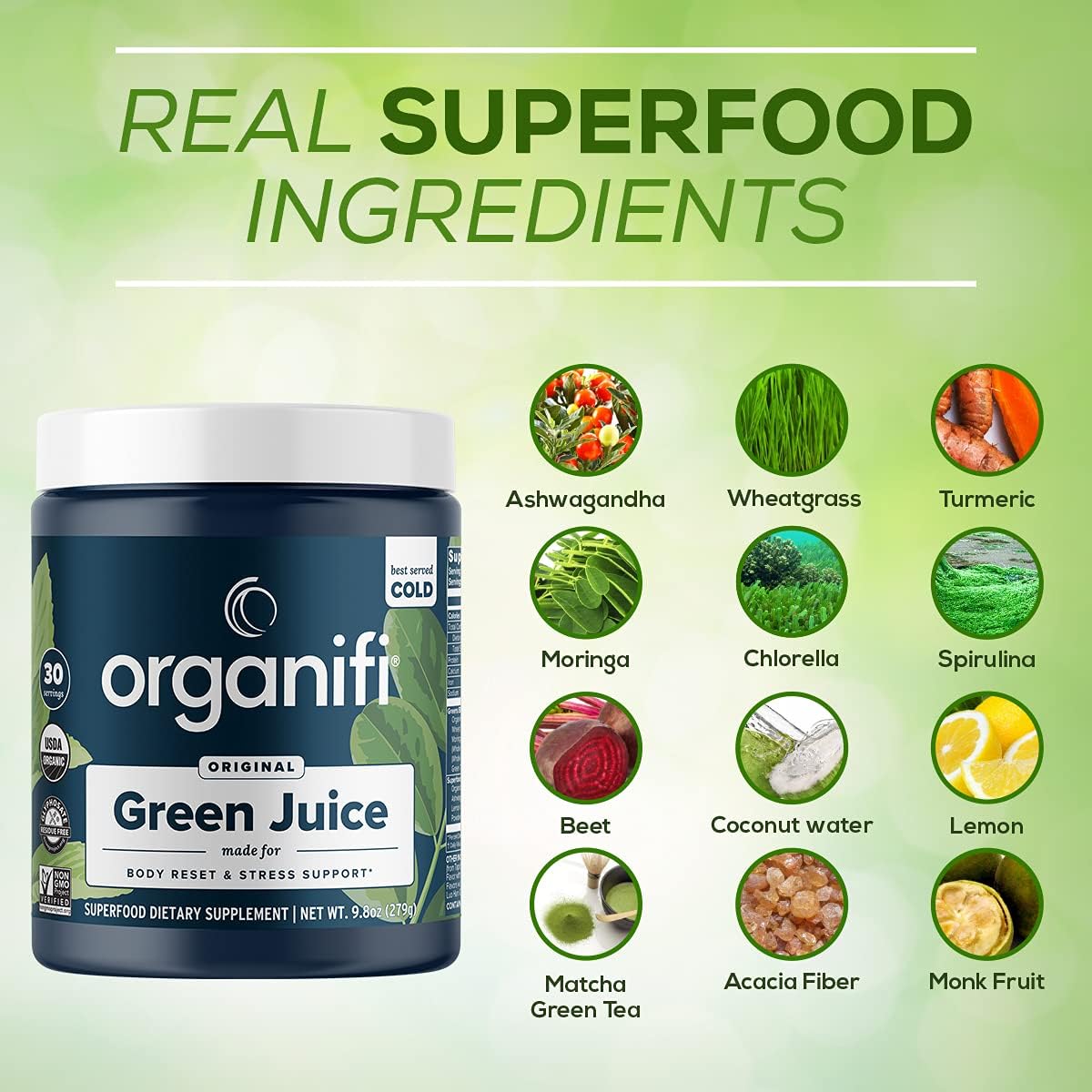 Organifi Green Juice and Gold Chocolate Bundle - Superfood Powder for Weight Control, Detox Cleanse, and Immunity Support - Gluten Free Vegan Whole Food Supplement
