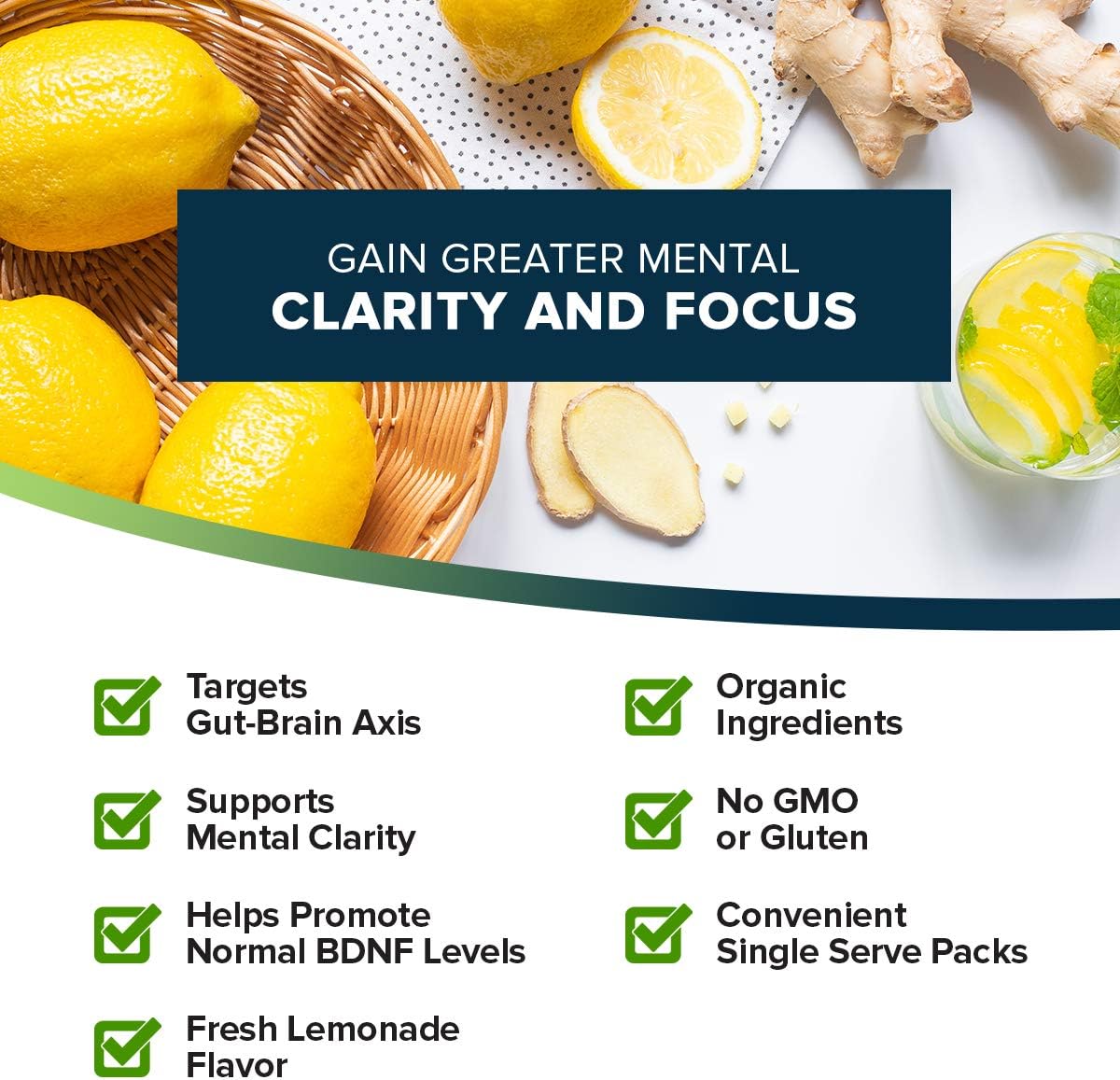 Organifi Pure Smart Packs: Organic Lemon Flavor for Daily Brain and Immunity Support, 3 Pack