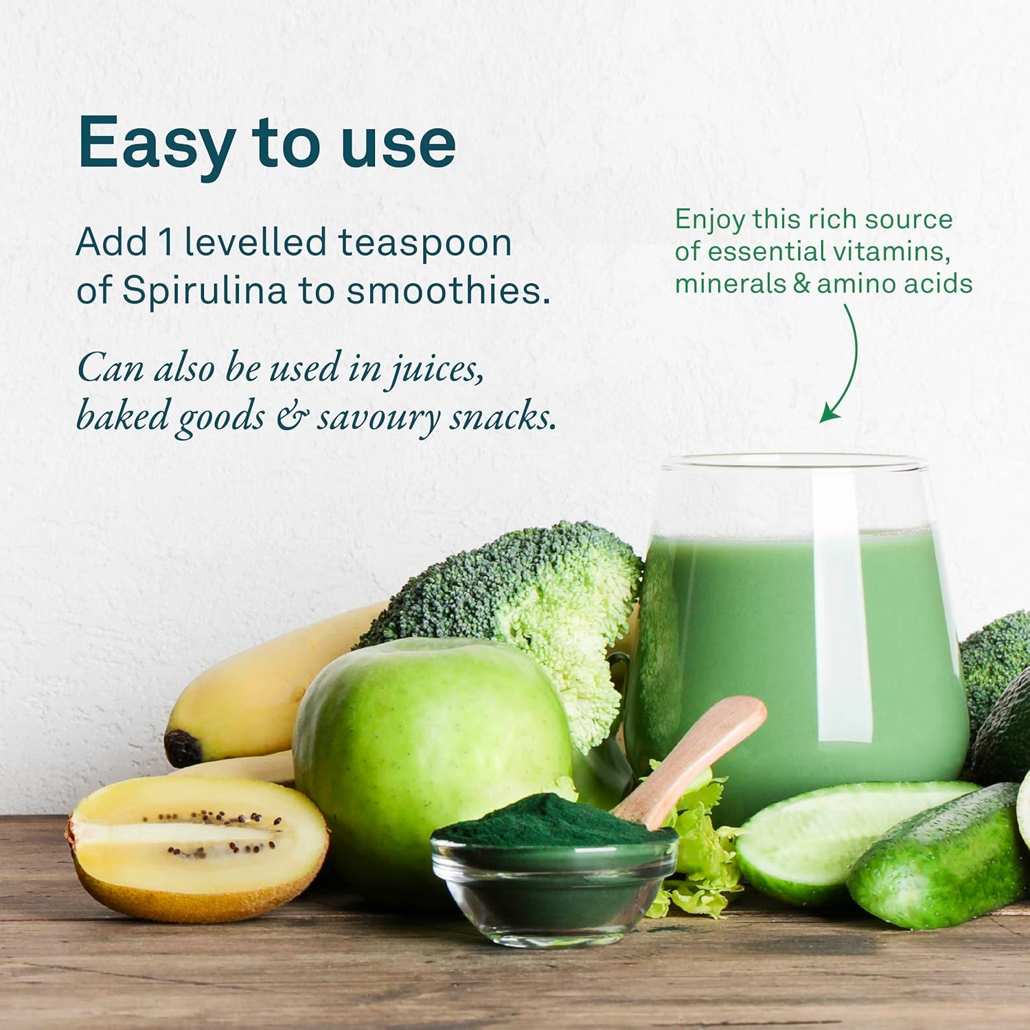 Organika Certified Organic Spirulina Powder - 500g Superfood, Vegan, Pristine Sourcing, 3rd Party Tested