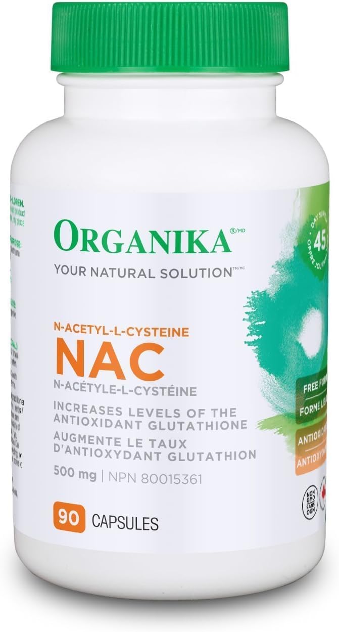 Organika NAC Capsules - 90 Count Bottle for Immune Support and Antioxidant Defense