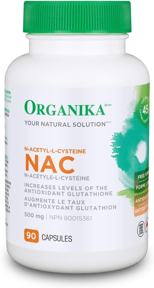 Organika NAC Capsules - 90 Count Bottle for Immune Support and Antioxidant Defense