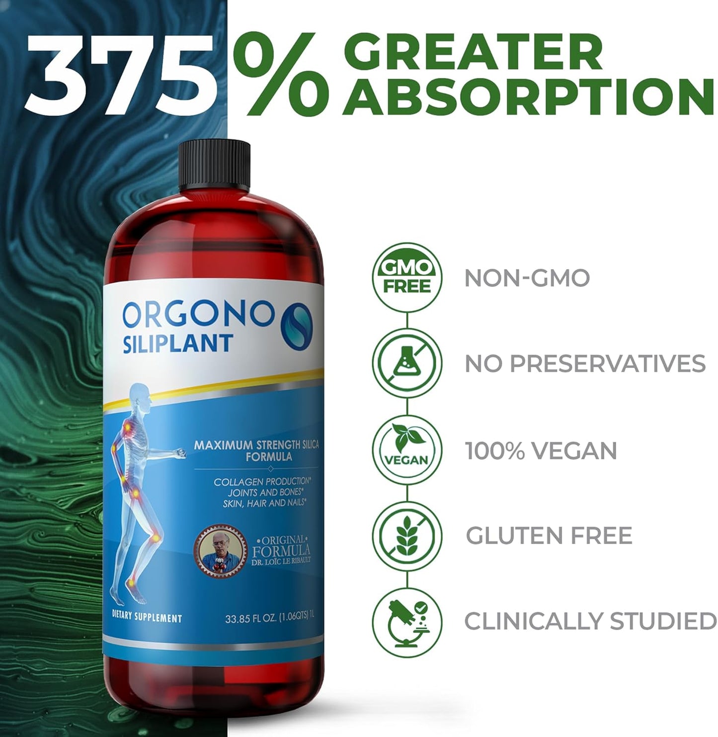 Orgono Siliplant - Vegan Collagen Booster for Joint & Bone Support, Glowing Skin, Strong Hair & Nails