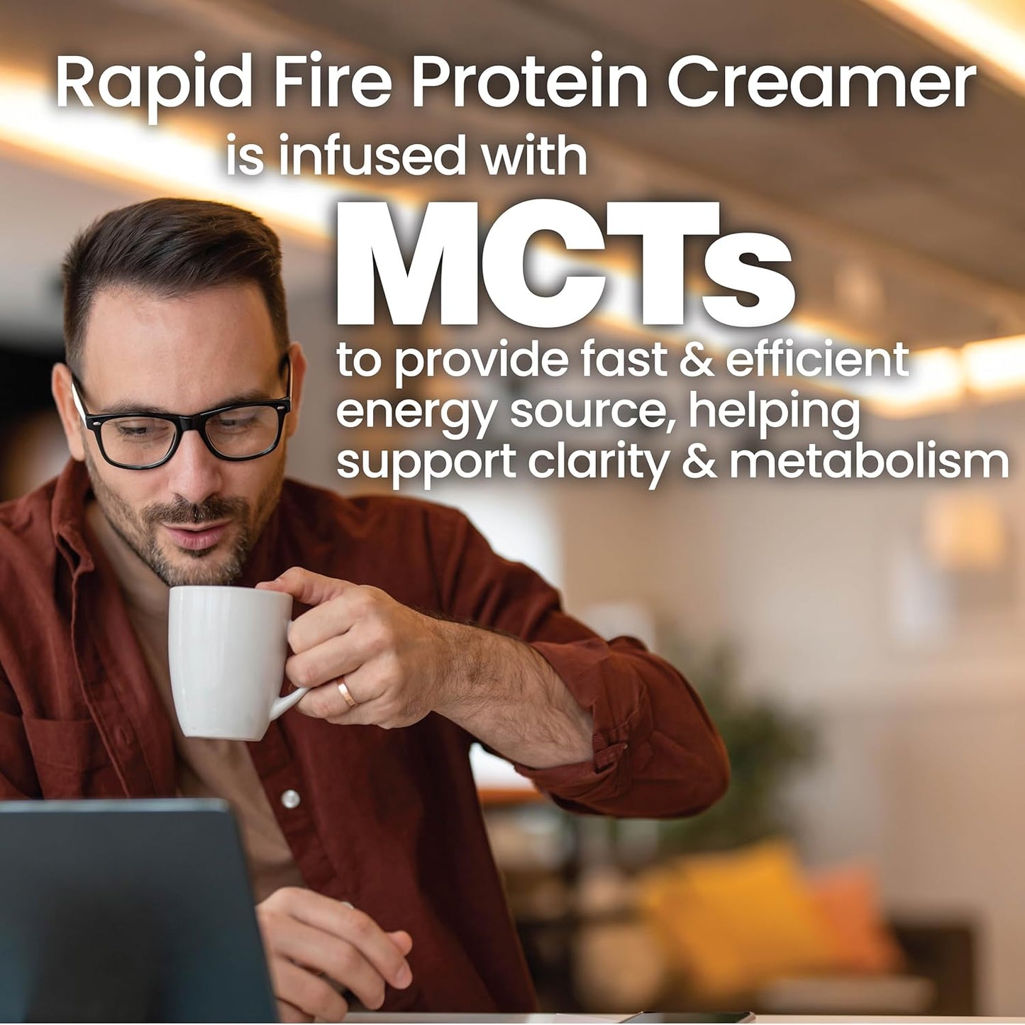 Original Blend Rapid Fire Protein Creamer - 15 Servings, 10g Protein, Keto Friendly with Vitamins & Minerals, Boost Metabolism & Energy