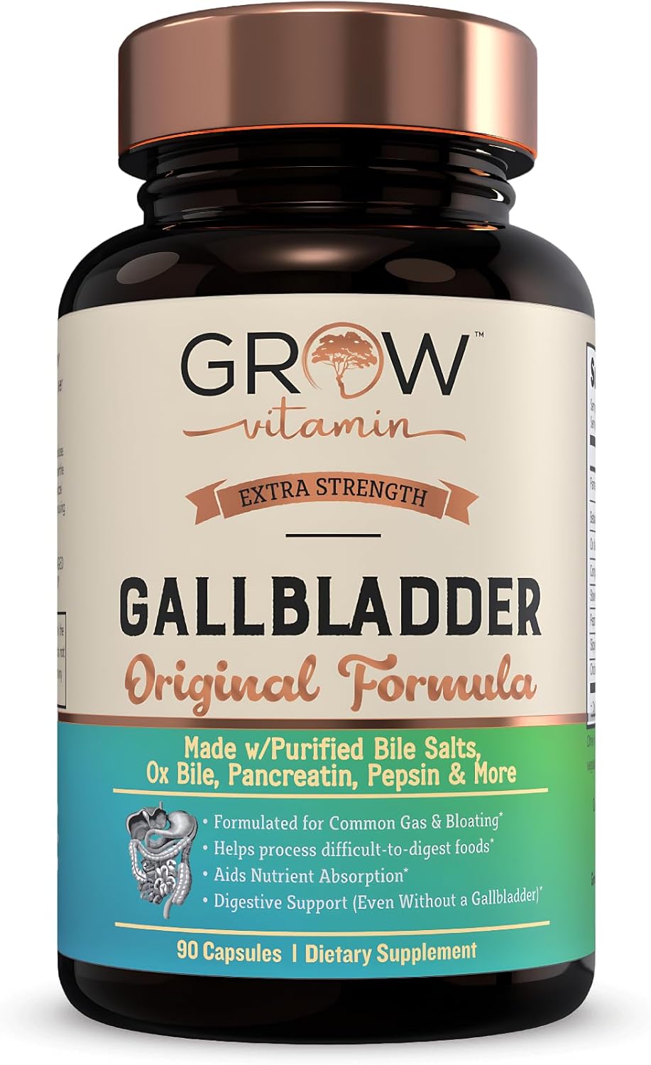Original Gallbladder Formula with Purified Bile Salts, Ox Bile Digestive Enzymes, and Digestive Herbs - 90 Capsules