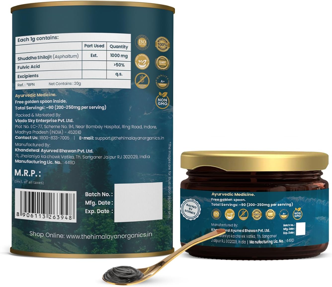 Original Himalayan Organics 100% Pure Shilajit Resin - Boost Performance, Stamina, and Wellbeing - Premium Quality 20g