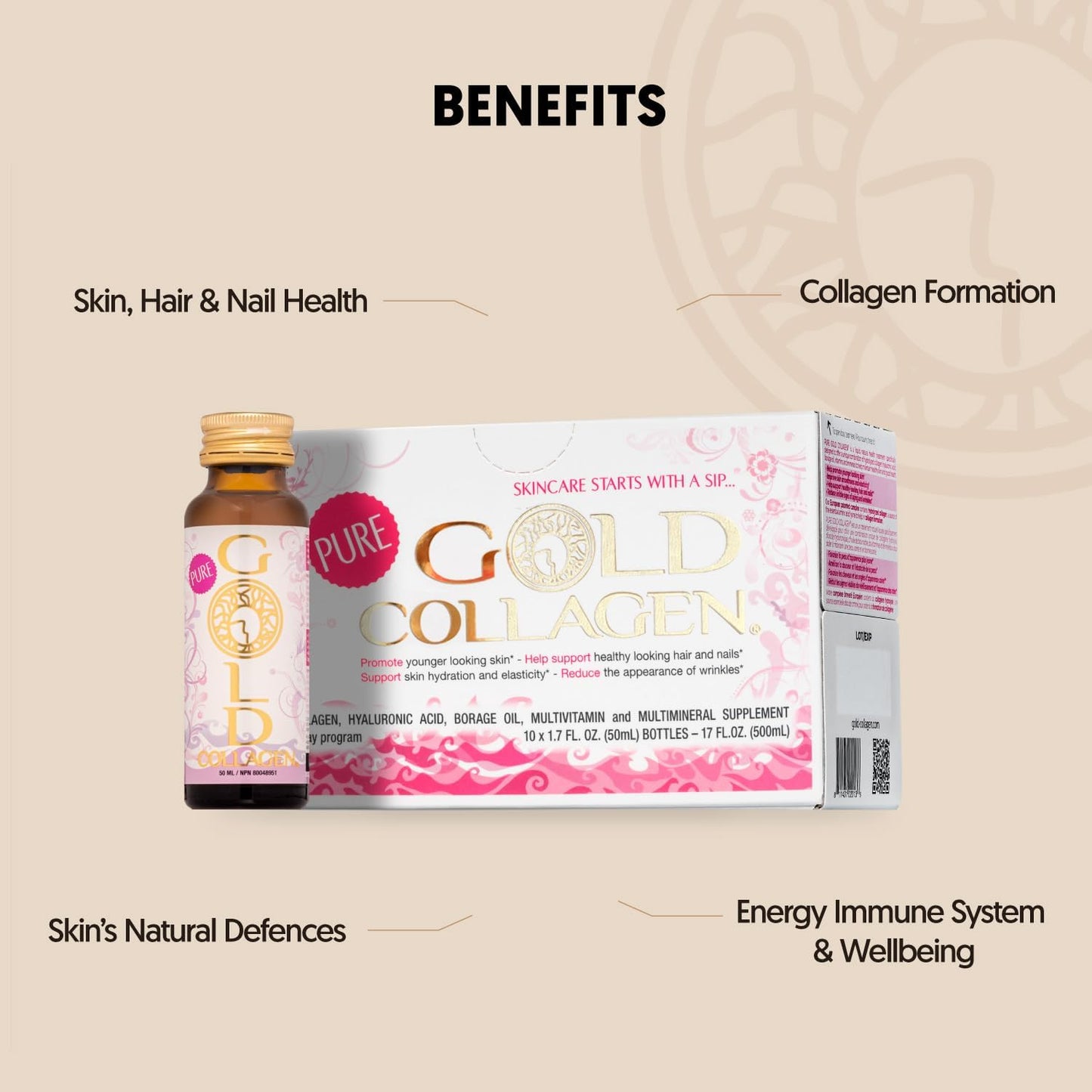 Original Liquid Collagen Drink with Hyaluronic Acid - Marine Collagen for Skin, Hair, and Nails - Women and Men